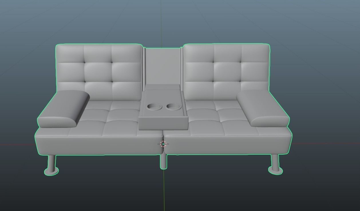 Futon Sofa Bed 3D model_3