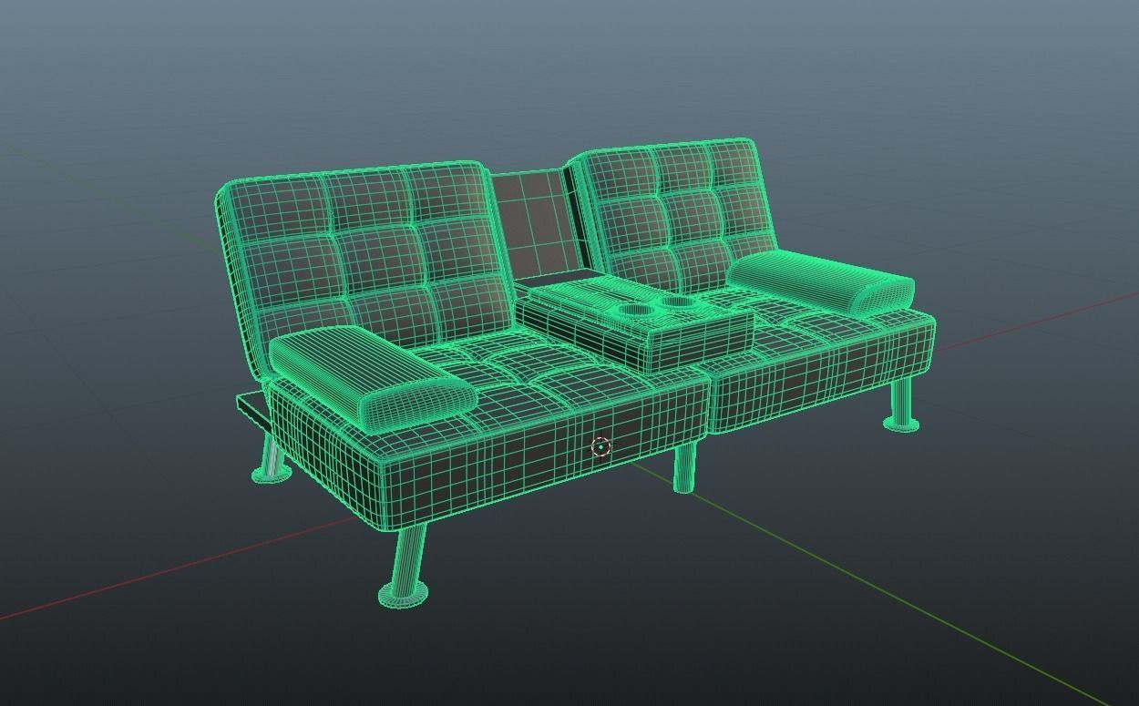 Futon Sofa Bed 3D model_5