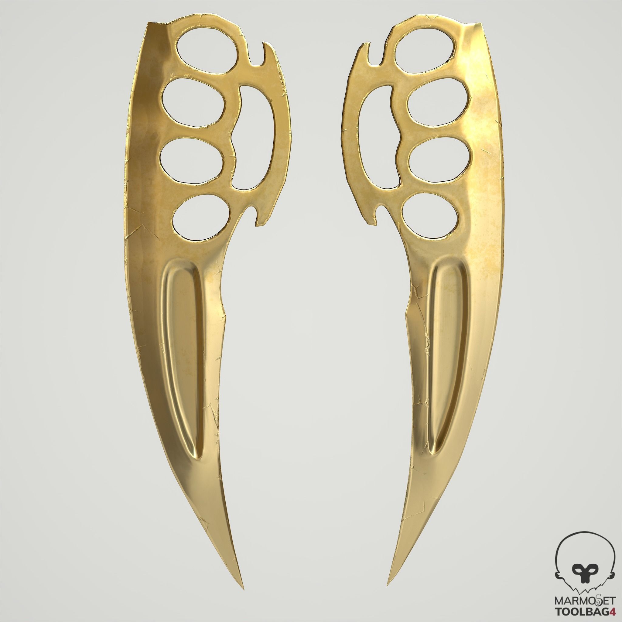 Brass knuckles Low-poly 3D model_5