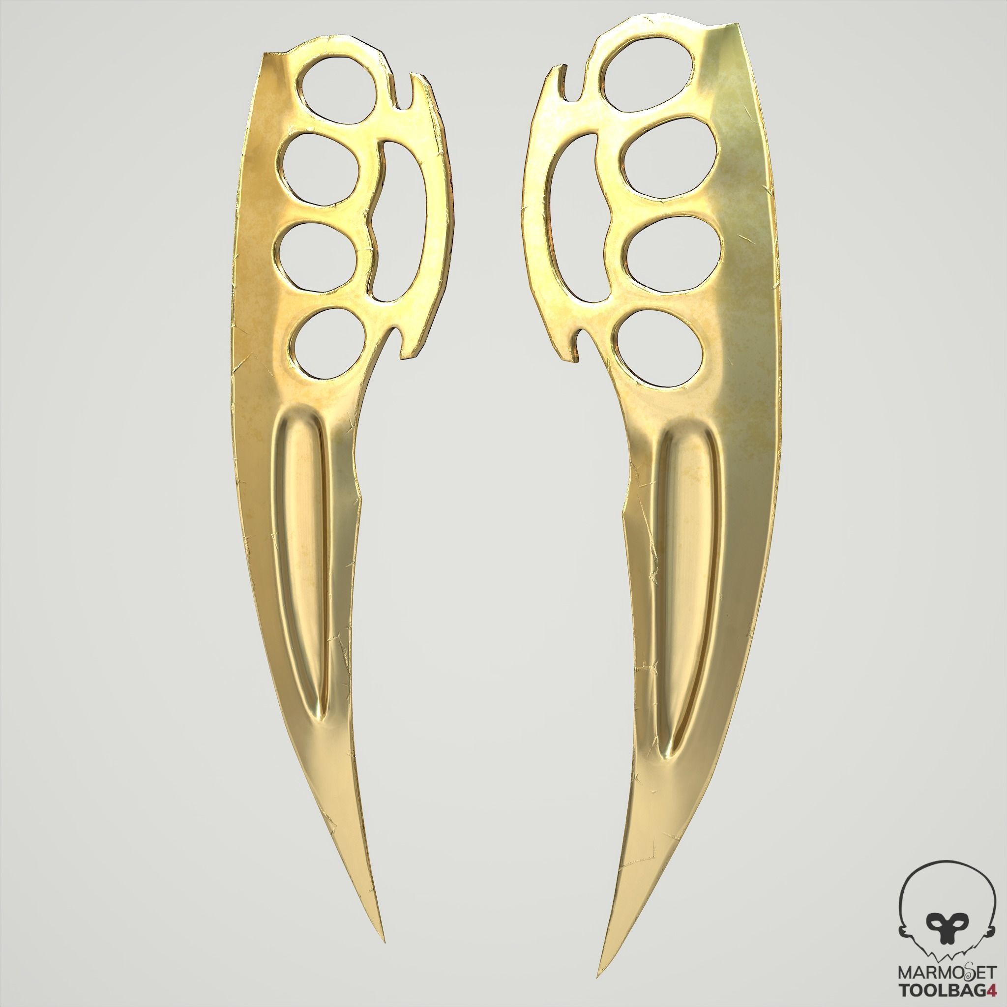 Brass knuckles Low-poly 3D model_6
