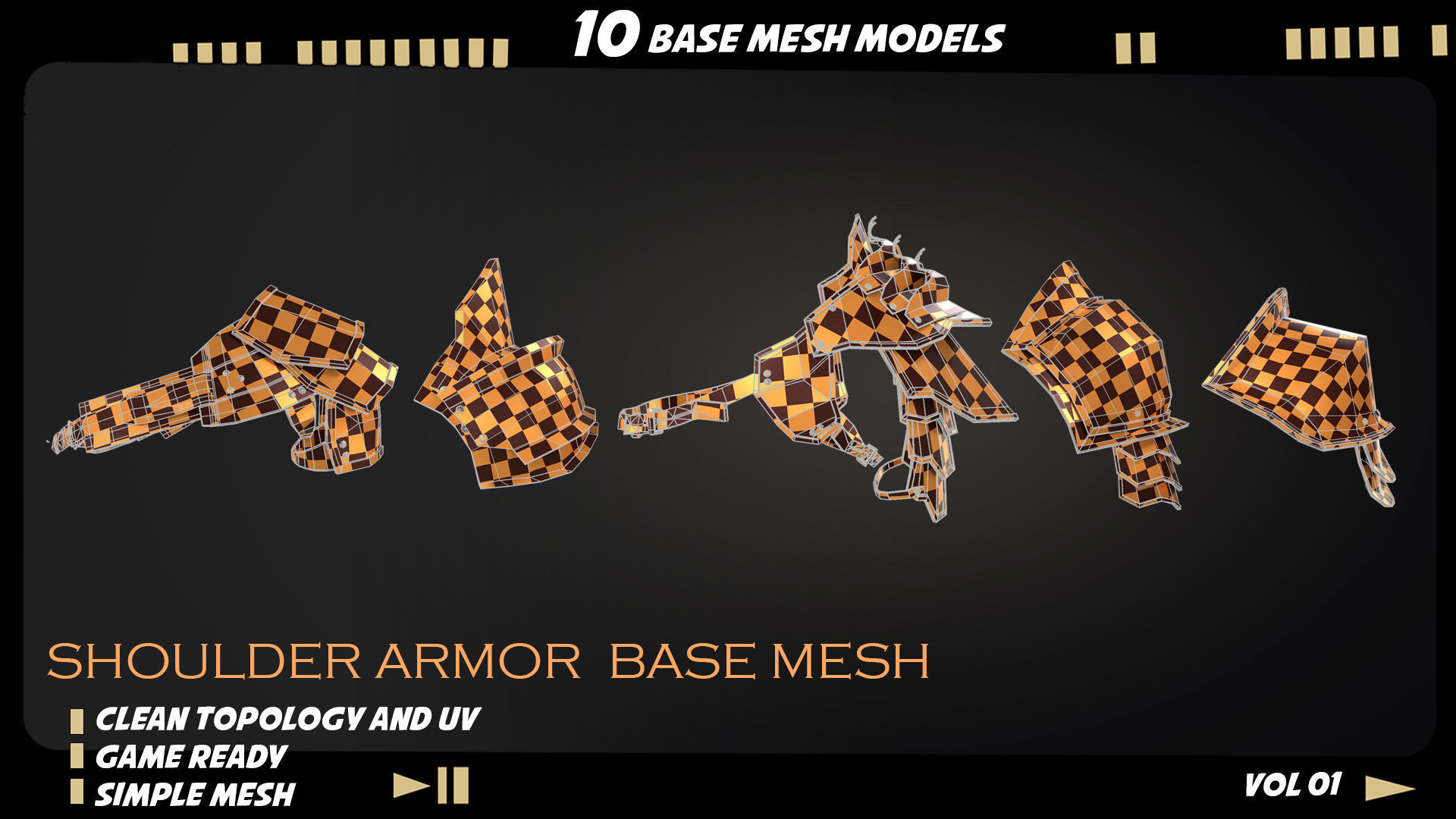 shoulder armor Low-poly 3D model_4