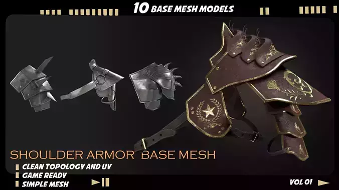 shoulder armor Low-poly 3D model