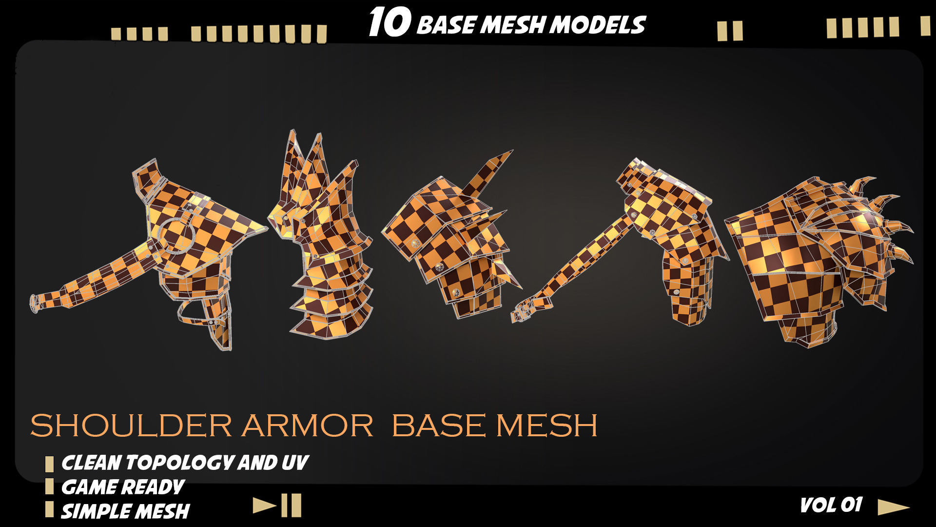 shoulder armor Low-poly 3D model_5