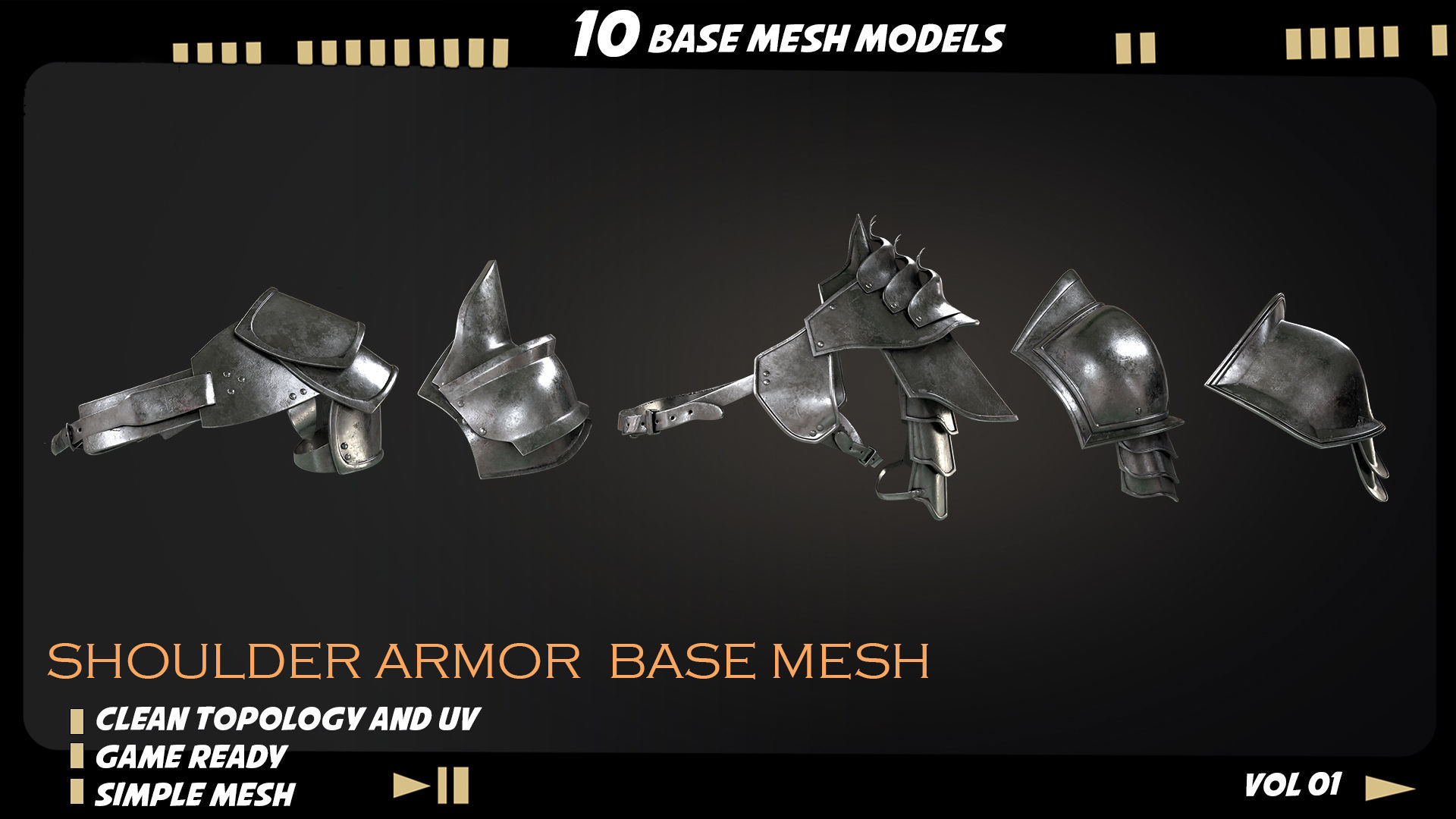 shoulder armor Low-poly 3D model_3