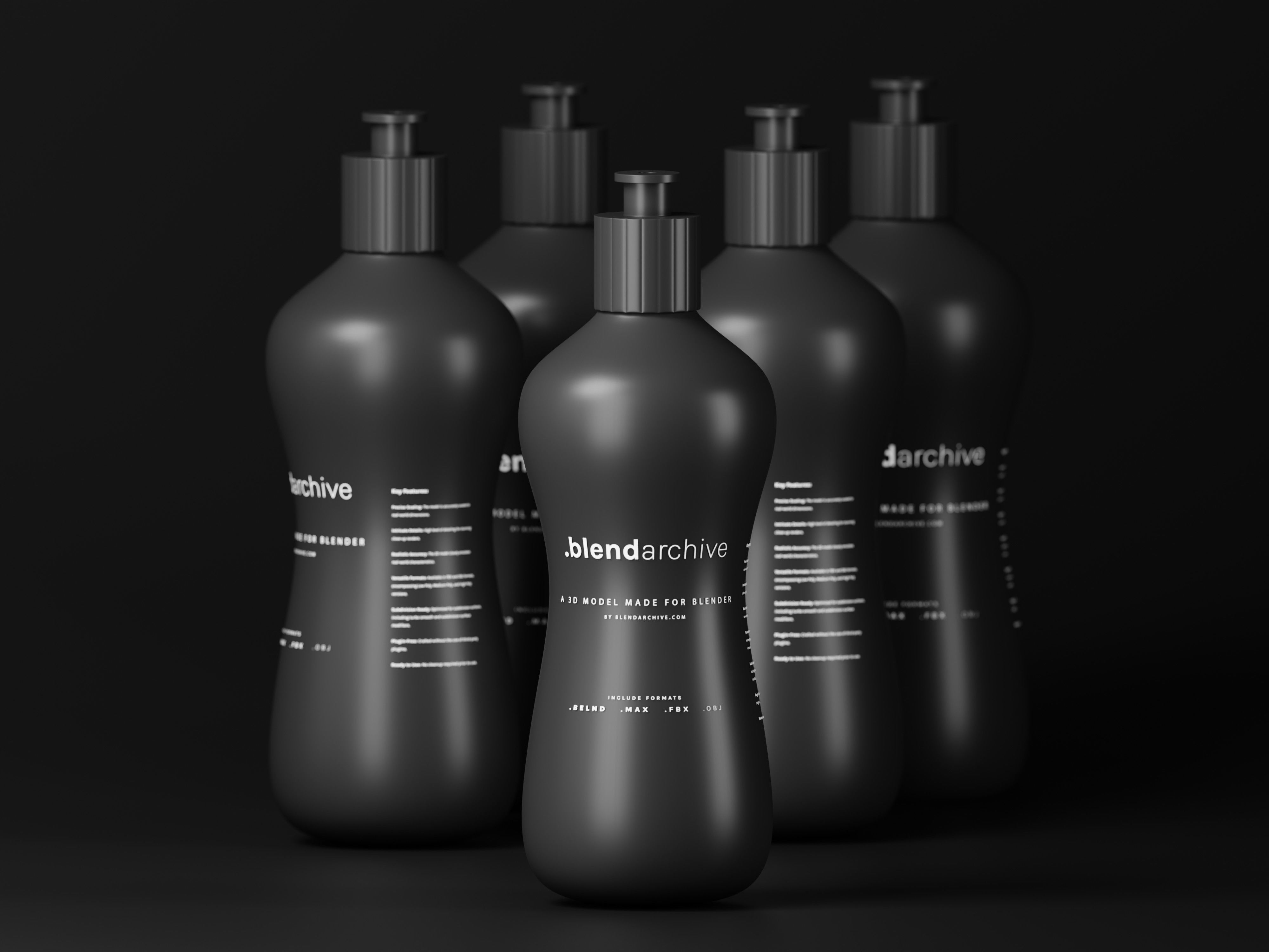 Black Cosmetic Bottle 3D Model Low-poly 3D model_8