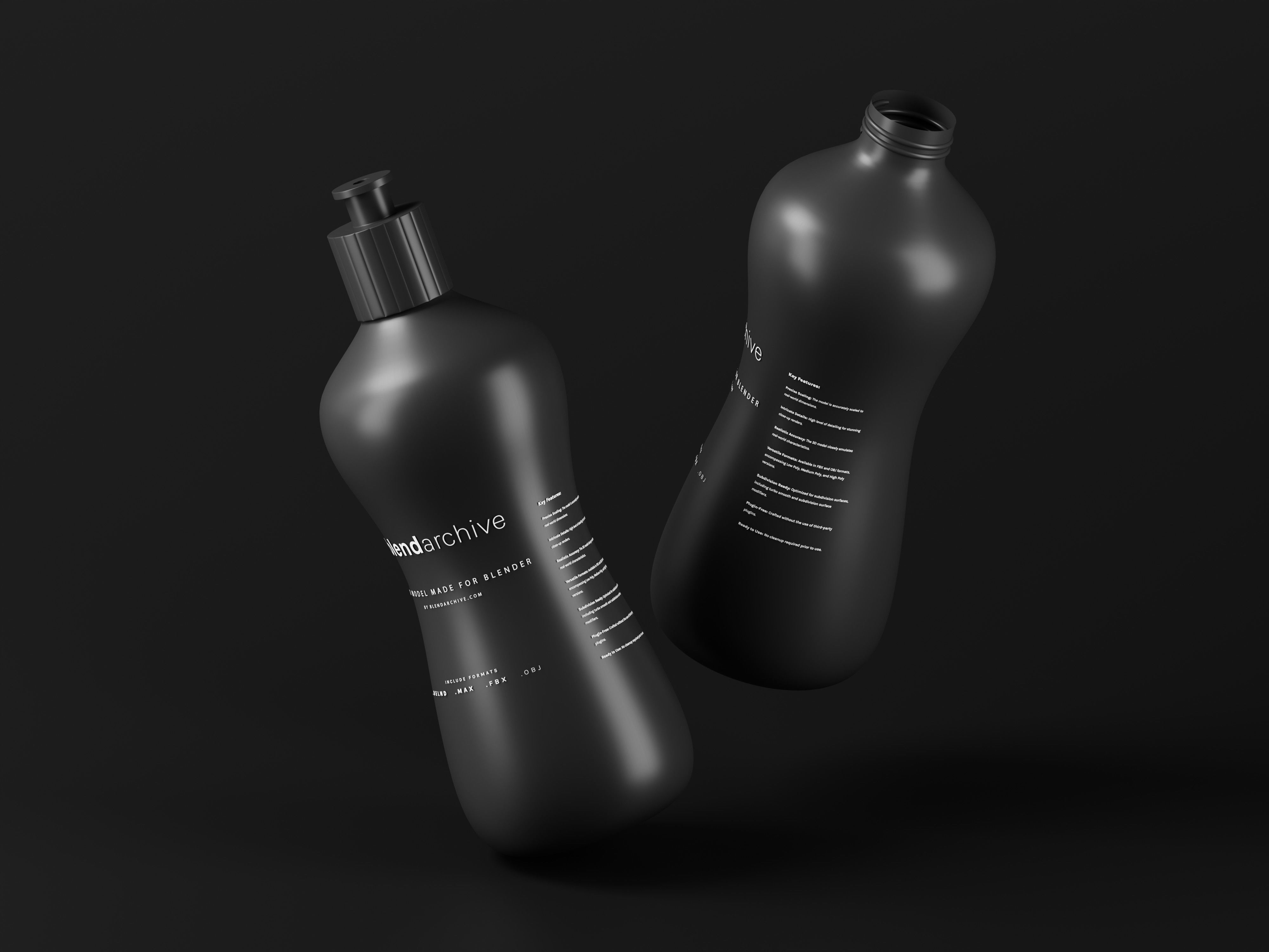 Black Cosmetic Bottle 3D Model Low-poly 3D model_7