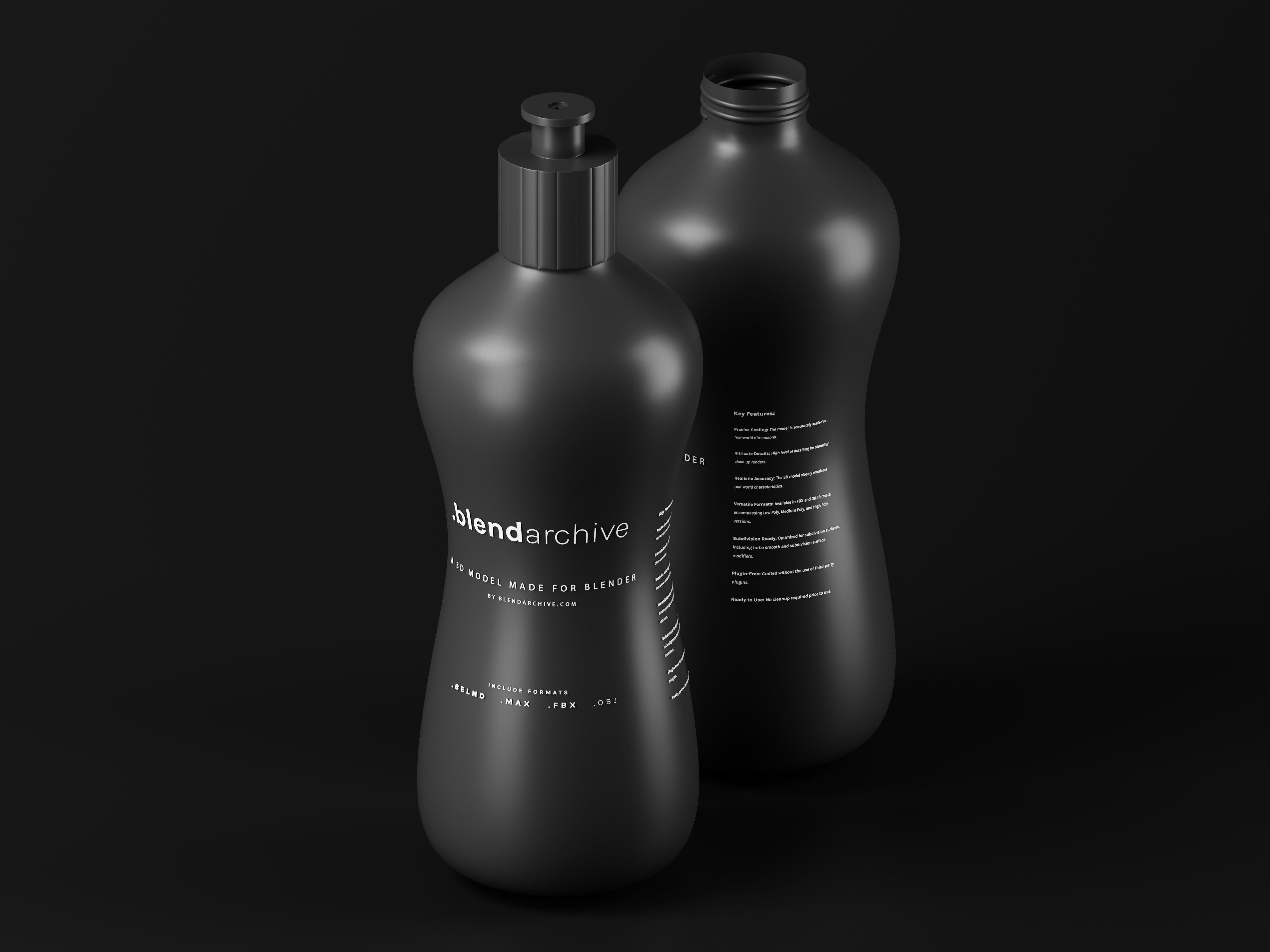 Black Cosmetic Bottle 3D Model Low-poly 3D model_5