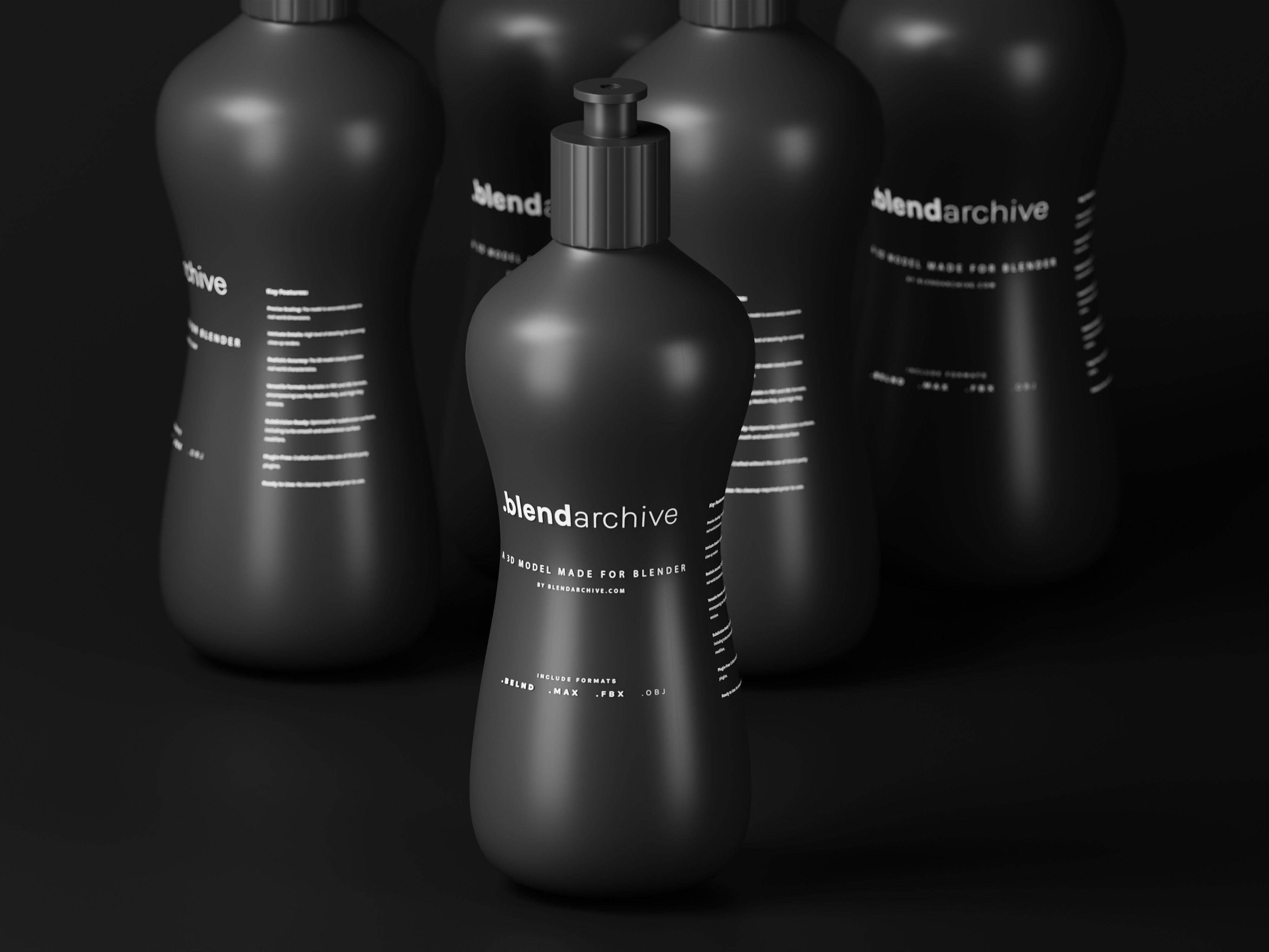 Black Cosmetic Bottle 3D Model Low-poly 3D model_9