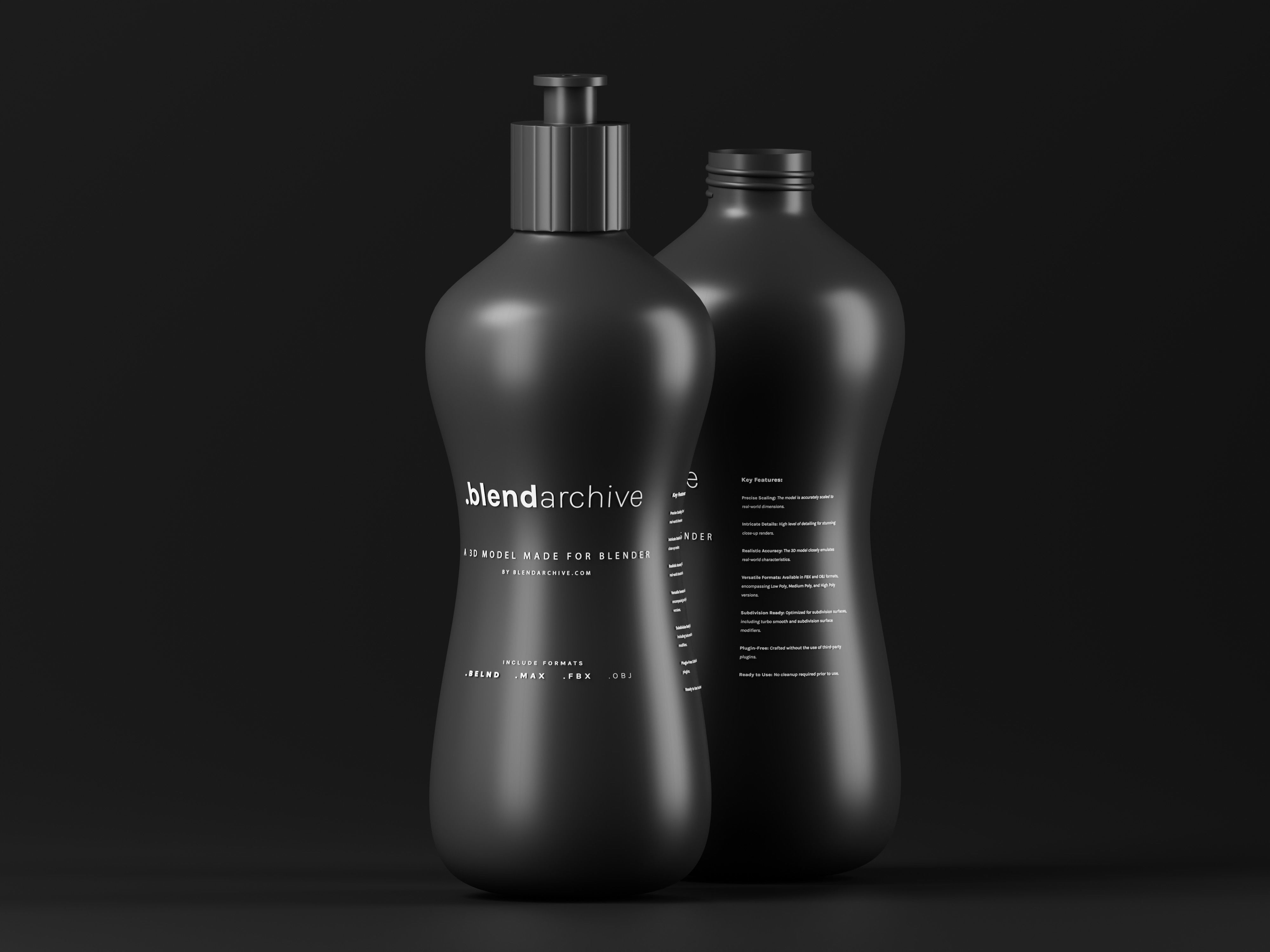 Black Cosmetic Bottle 3D Model Low-poly 3D model_4