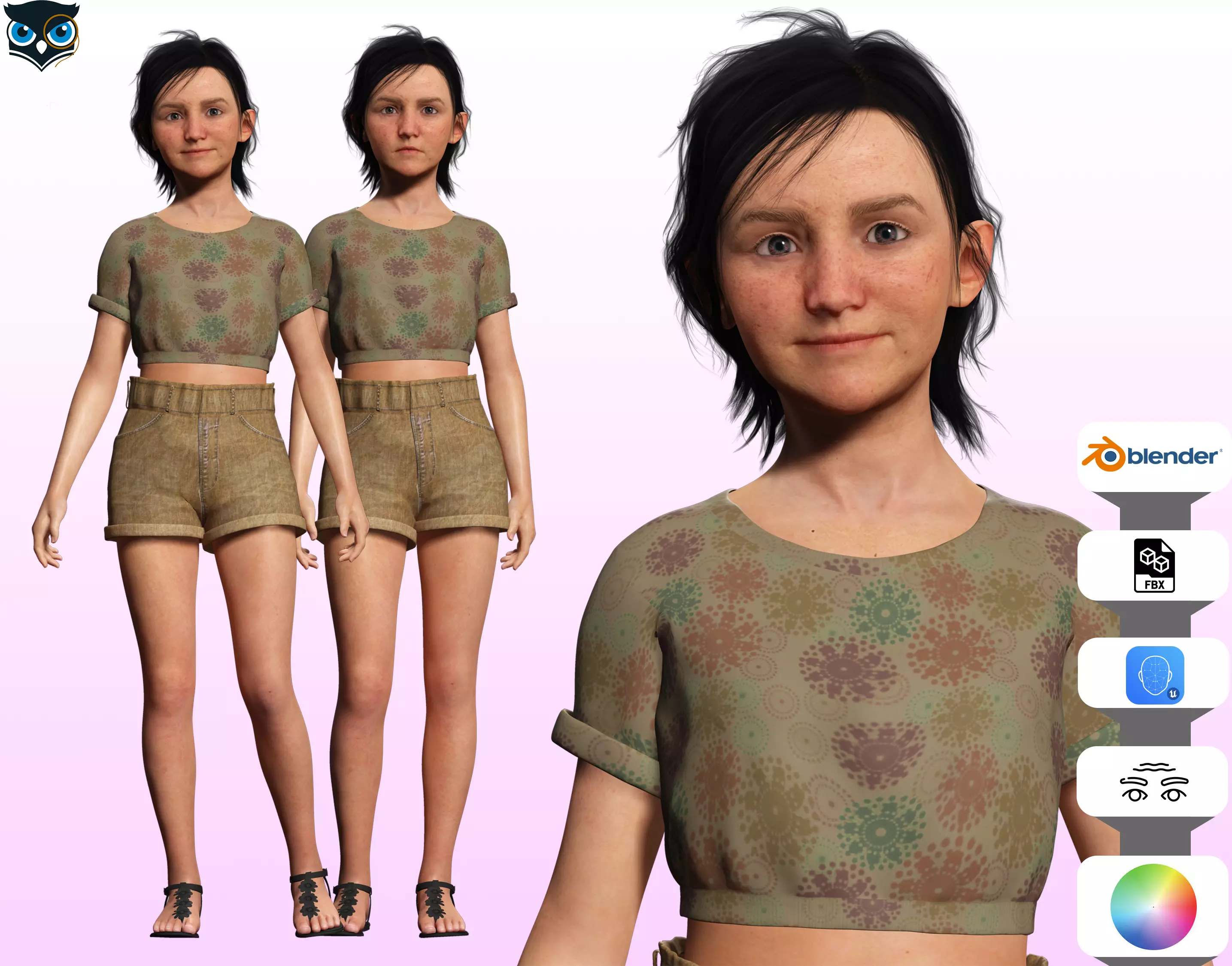 Charlotte - Realistic Survival girl Apocalypse kids Low-poly 3D model