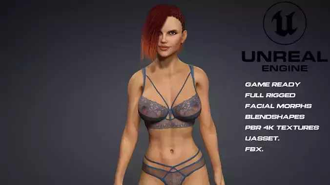  sexy girl - game ready - UE5 - blendshapes