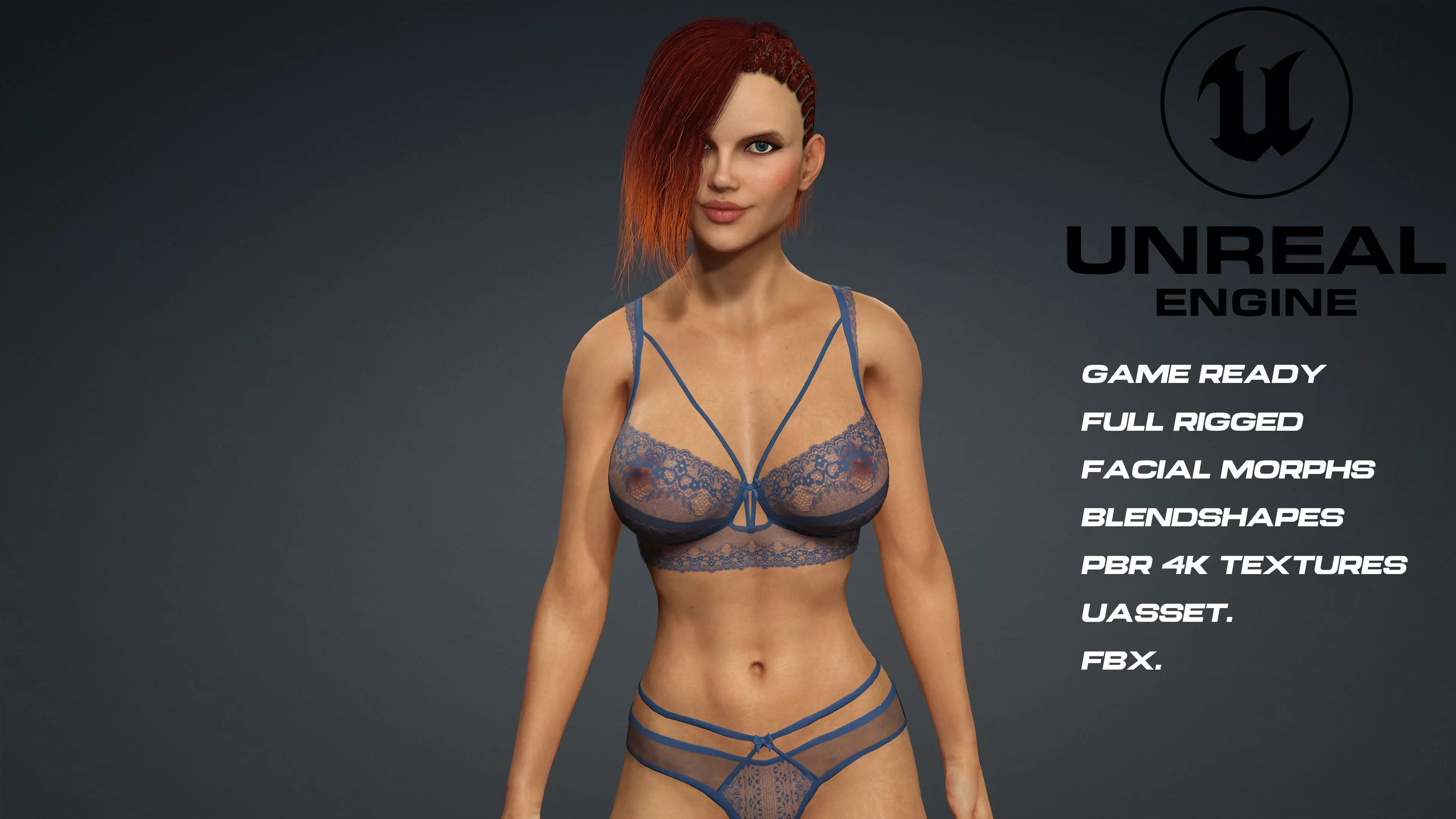 sexy girl - game ready - UE5 - blendshapes Low-poly 3D model