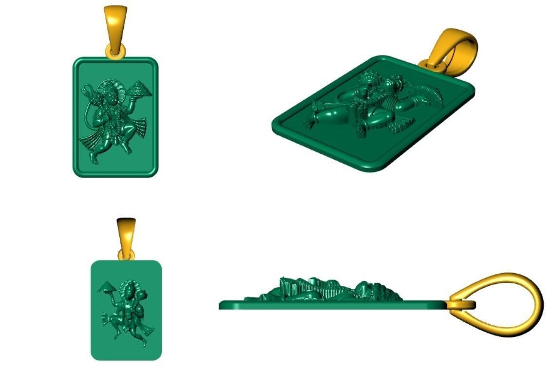 Gold Fancy Hanuman ji locket  3D print model_2