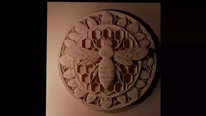 Bee on Honeycomb - Detailed 3D Print Sandcast CNC 3D print model