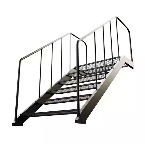 Staircase 3D Model with Technical Drawing