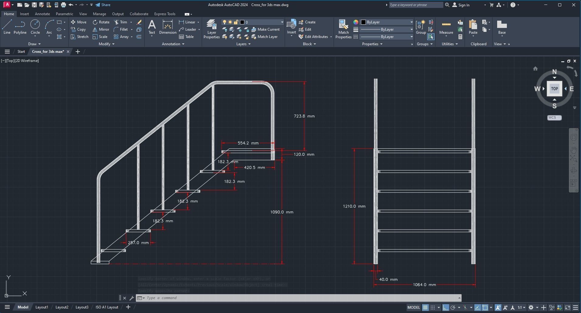 Staircase 3D Model with Technical Drawing 3D model_11