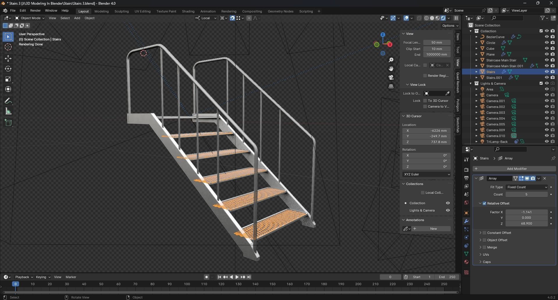 Staircase 3D Model with Technical Drawing 3D model_7