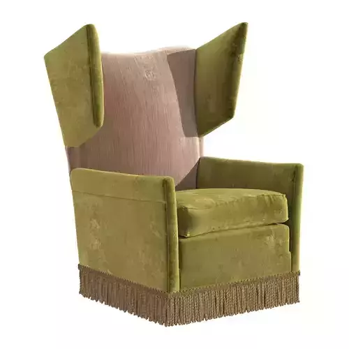 Green velvet upholstery wingback armchair 