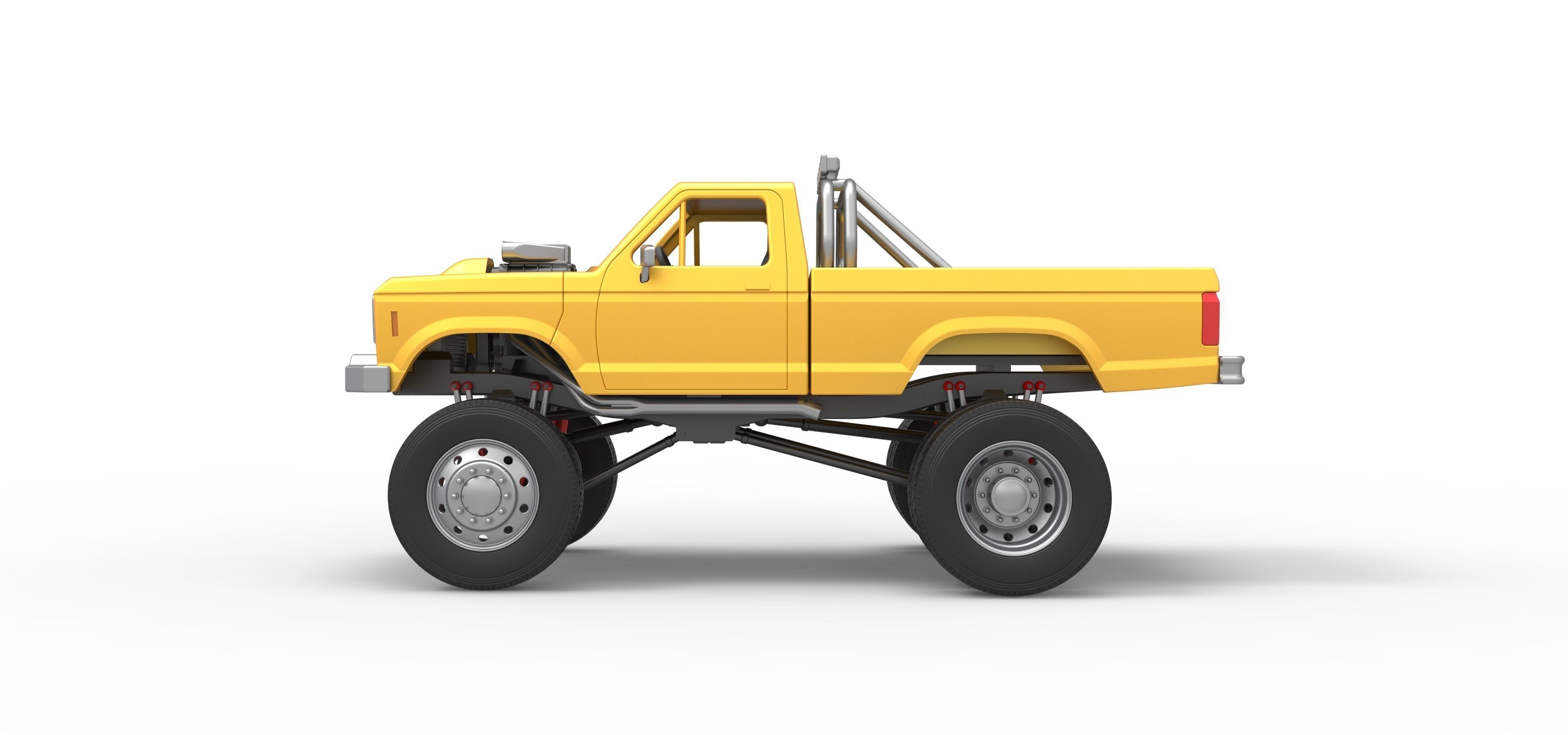 Monster Truck with semi truck wheels Scale 1 to 25 3D print model_9