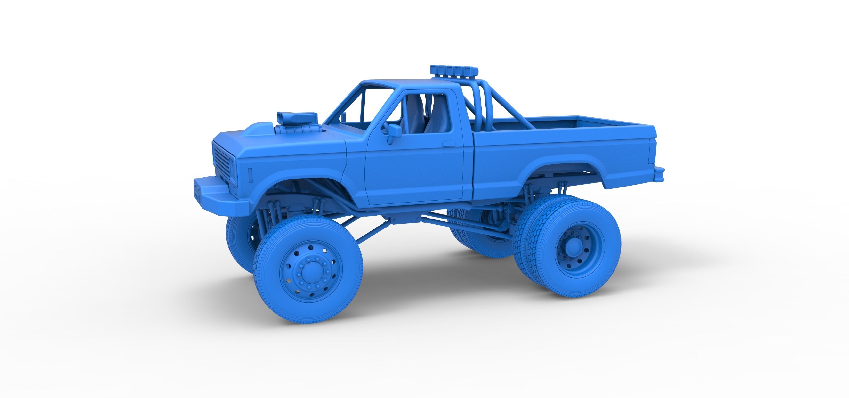 Monster Truck with semi truck wheels Scale 1 to 25 3D print model_18
