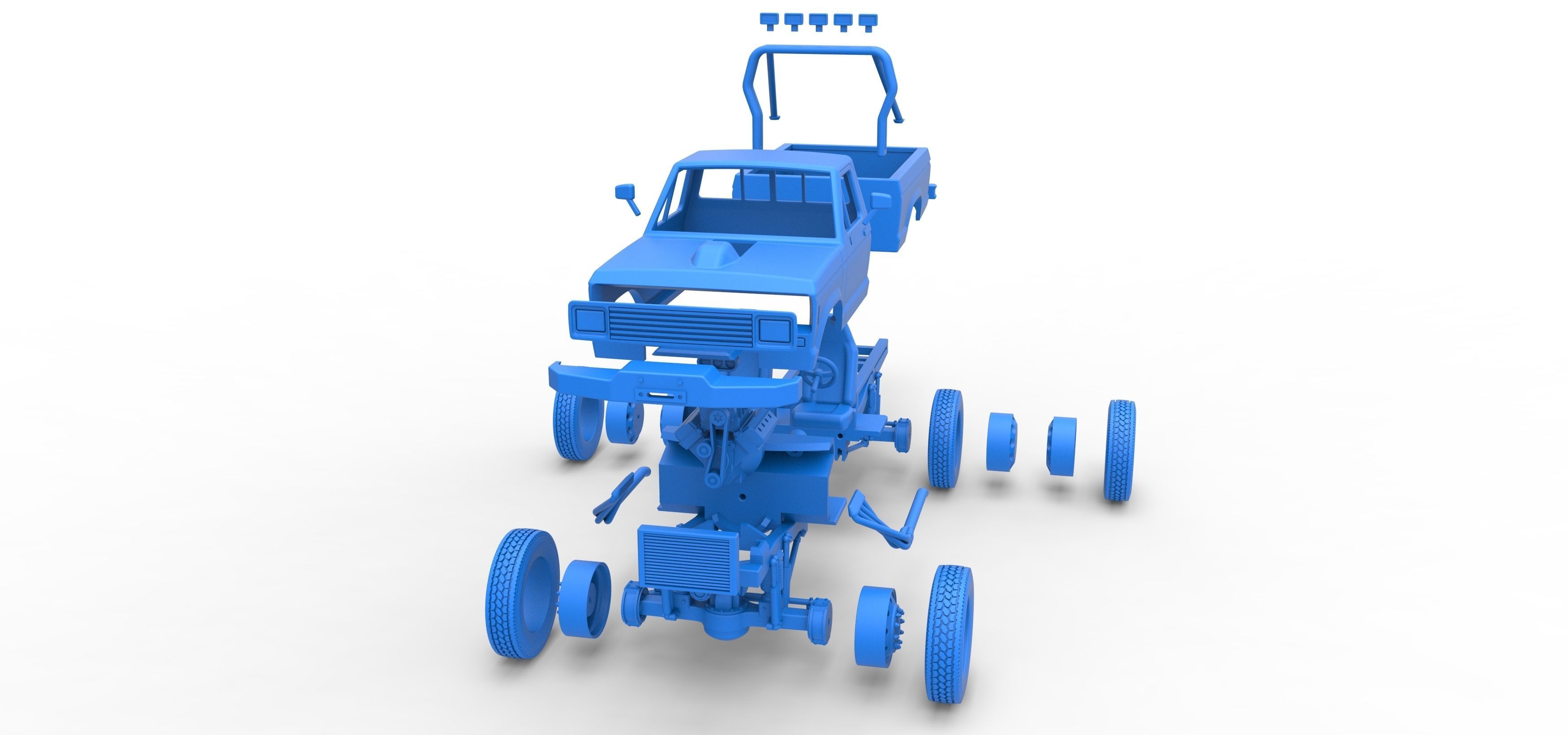 Monster Truck with semi truck wheels Scale 1 to 25 3D print model_38