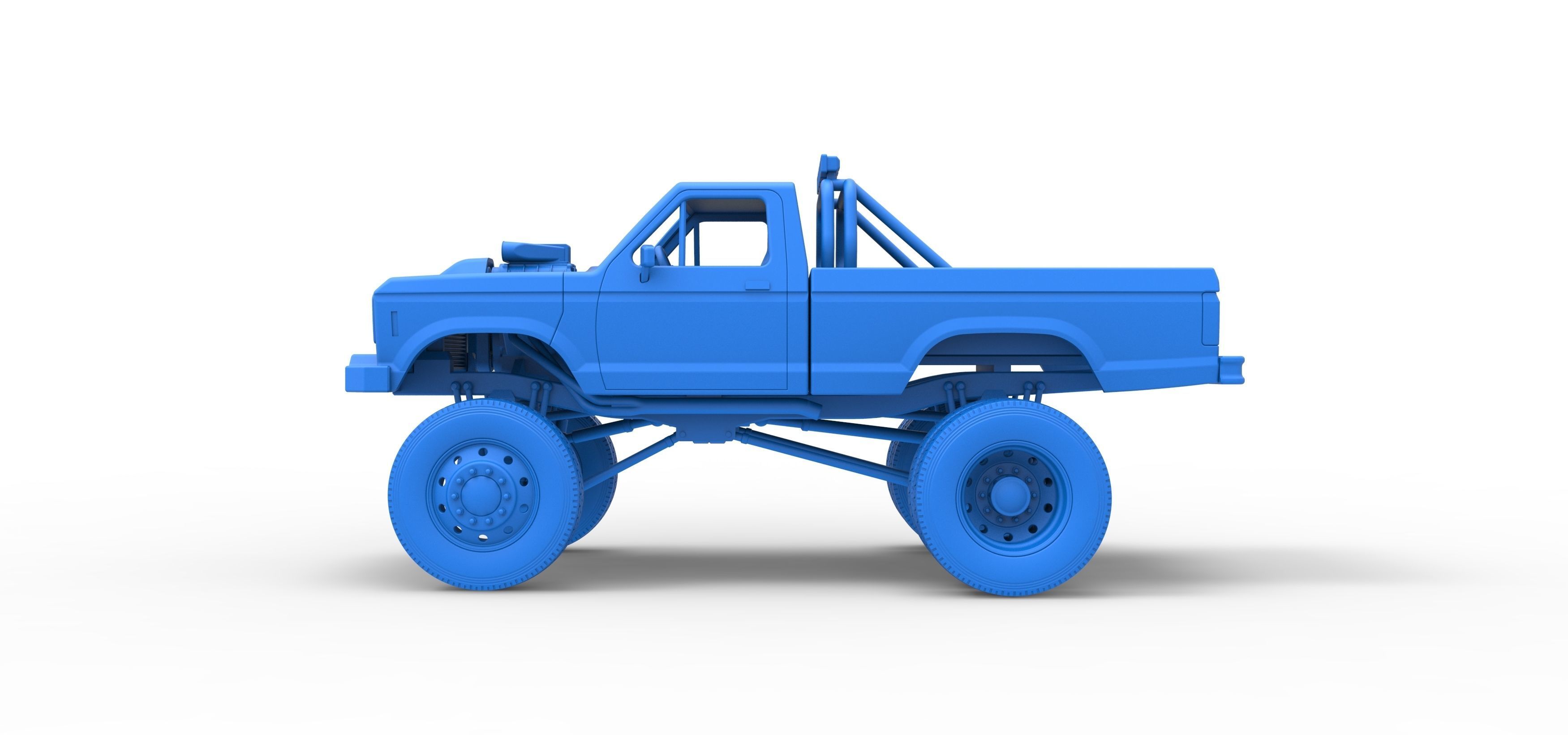 Monster Truck with semi truck wheels Scale 1 to 25 3D print model_26