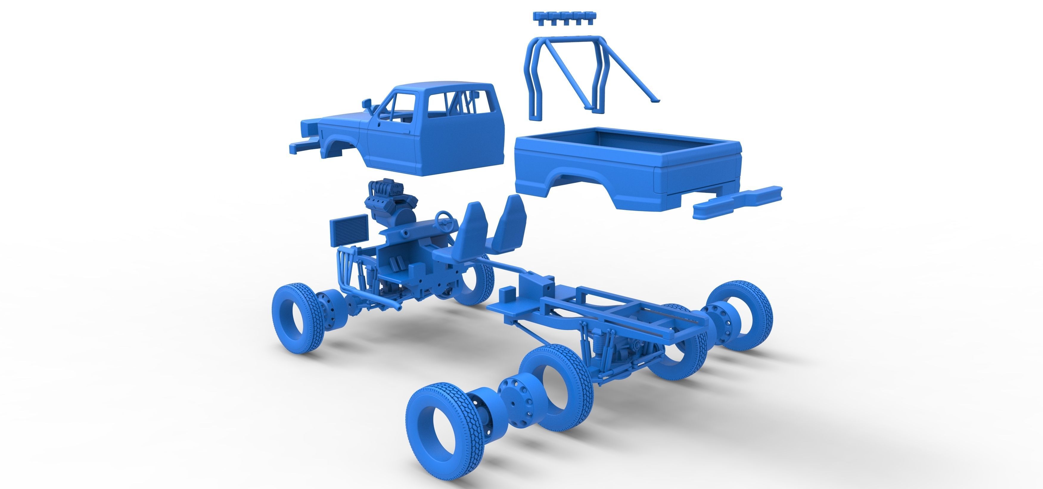Monster Truck with semi truck wheels Scale 1 to 25 3D print model_41