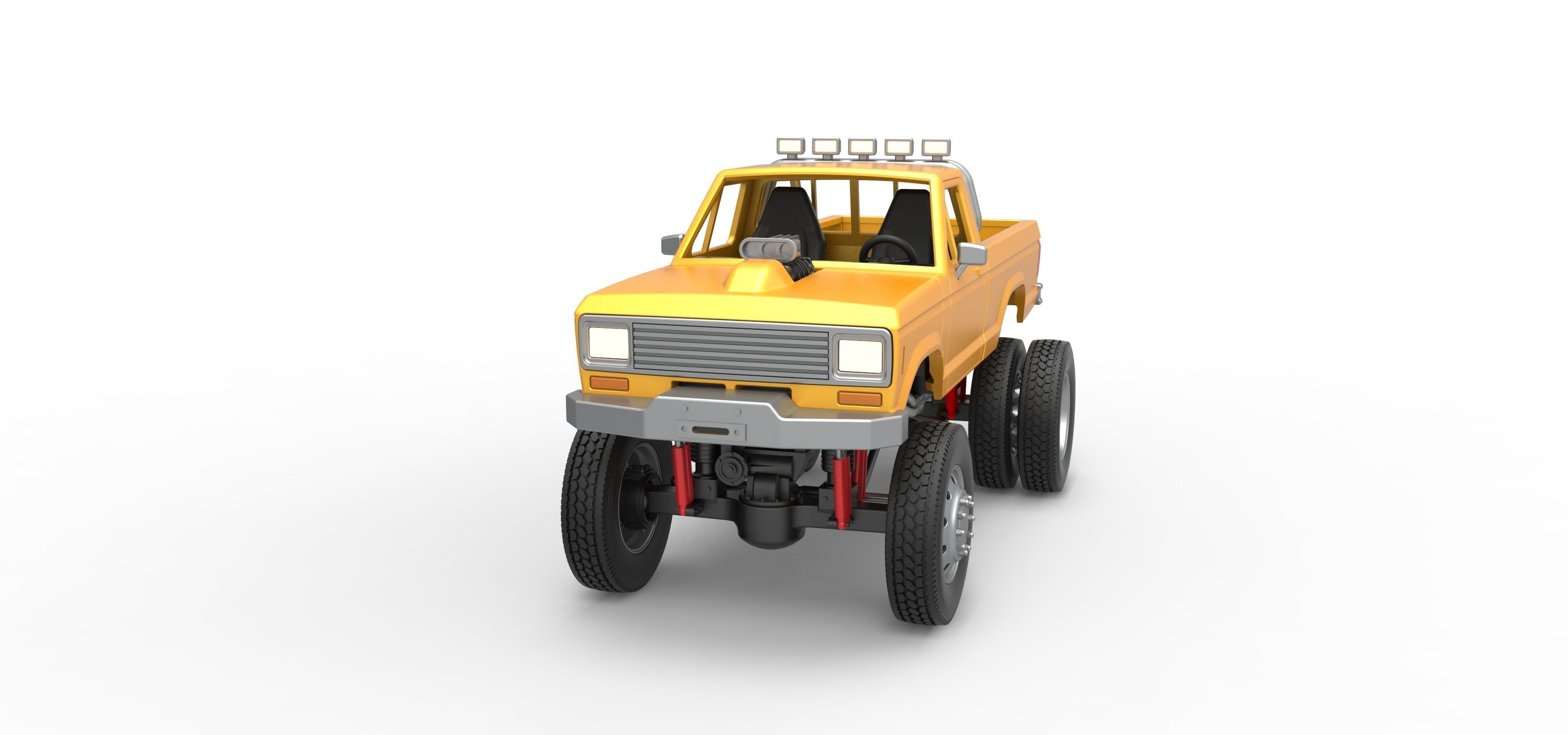 Monster Truck with semi truck wheels Scale 1 to 25 3D print model_5