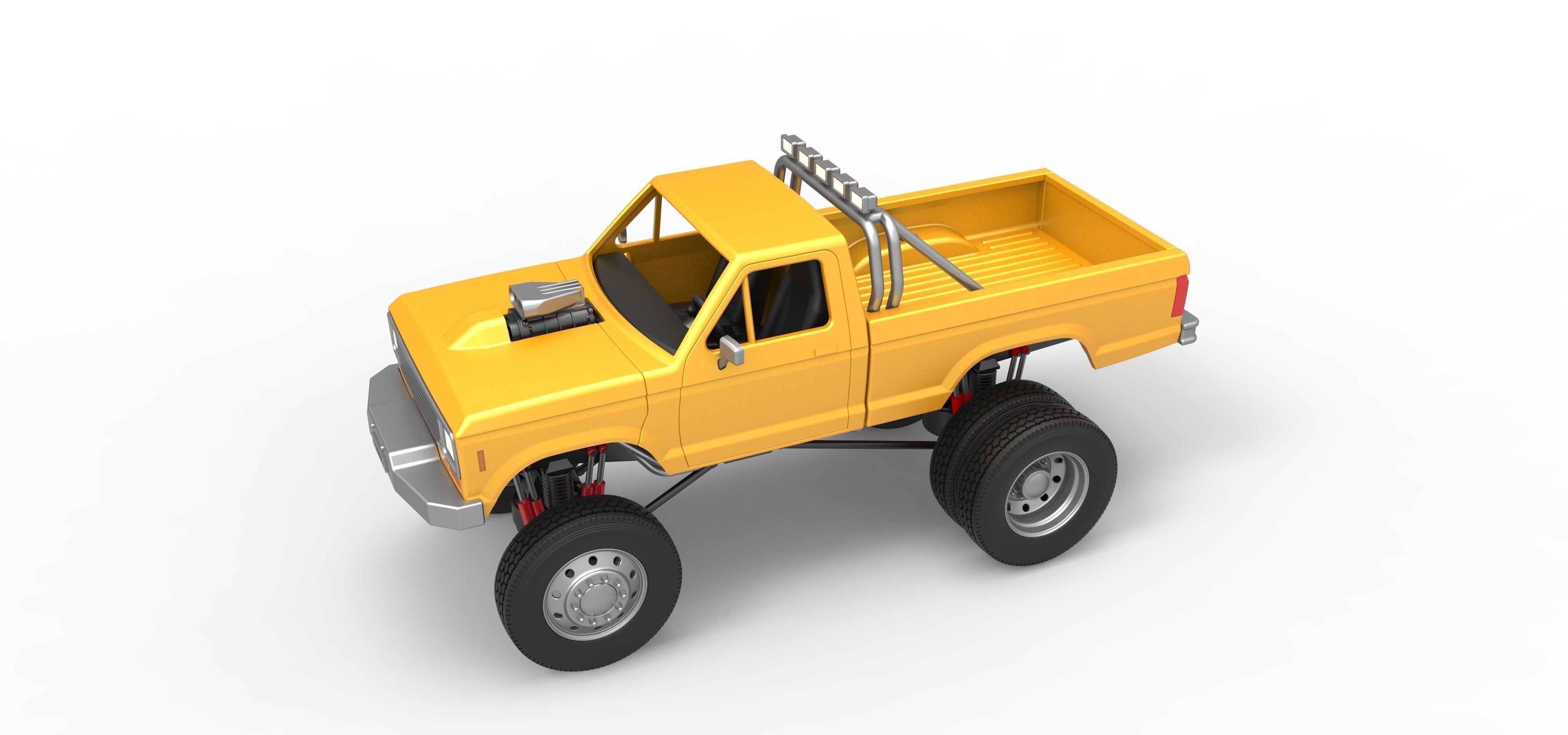 Monster Truck with semi truck wheels Scale 1 to 25 3D print model_3