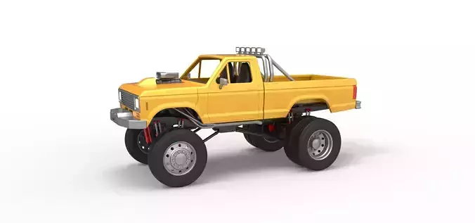 Monster Truck with semi truck wheels Scale 1 to 25 3D print model