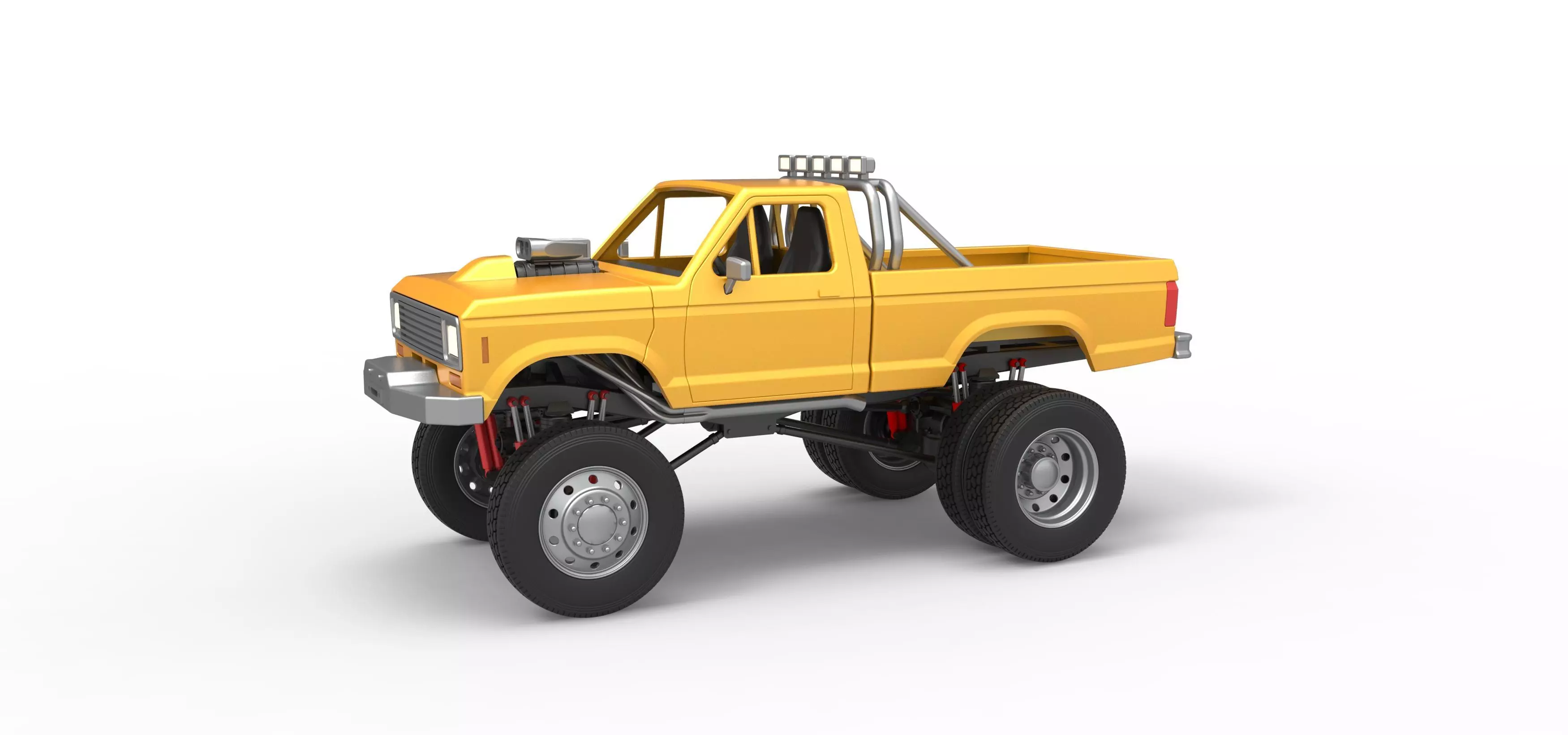 Monster Truck with semi truck wheels Scale 1 to 25 3D print model_0