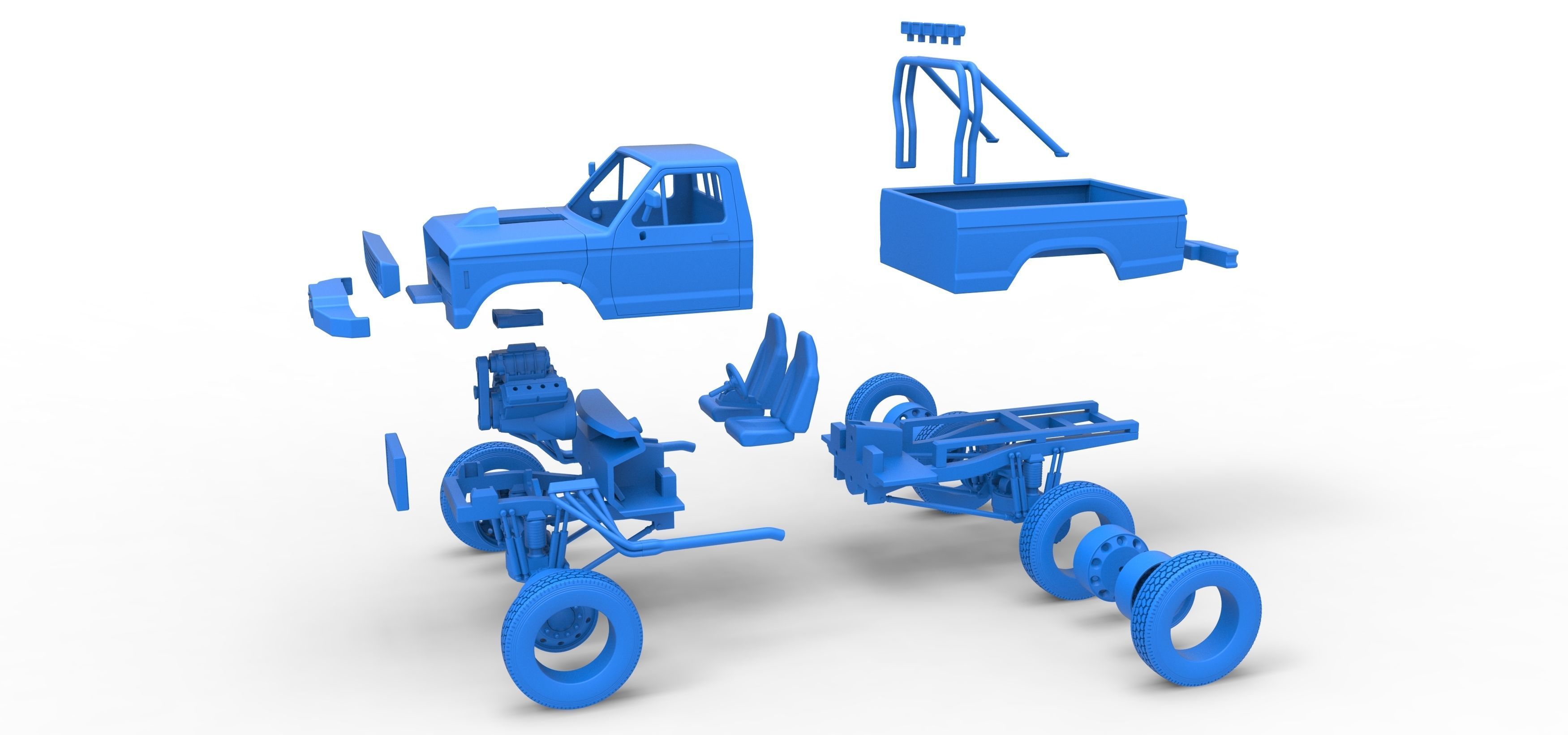 Monster Truck with semi truck wheels Scale 1 to 25 3D print model_35