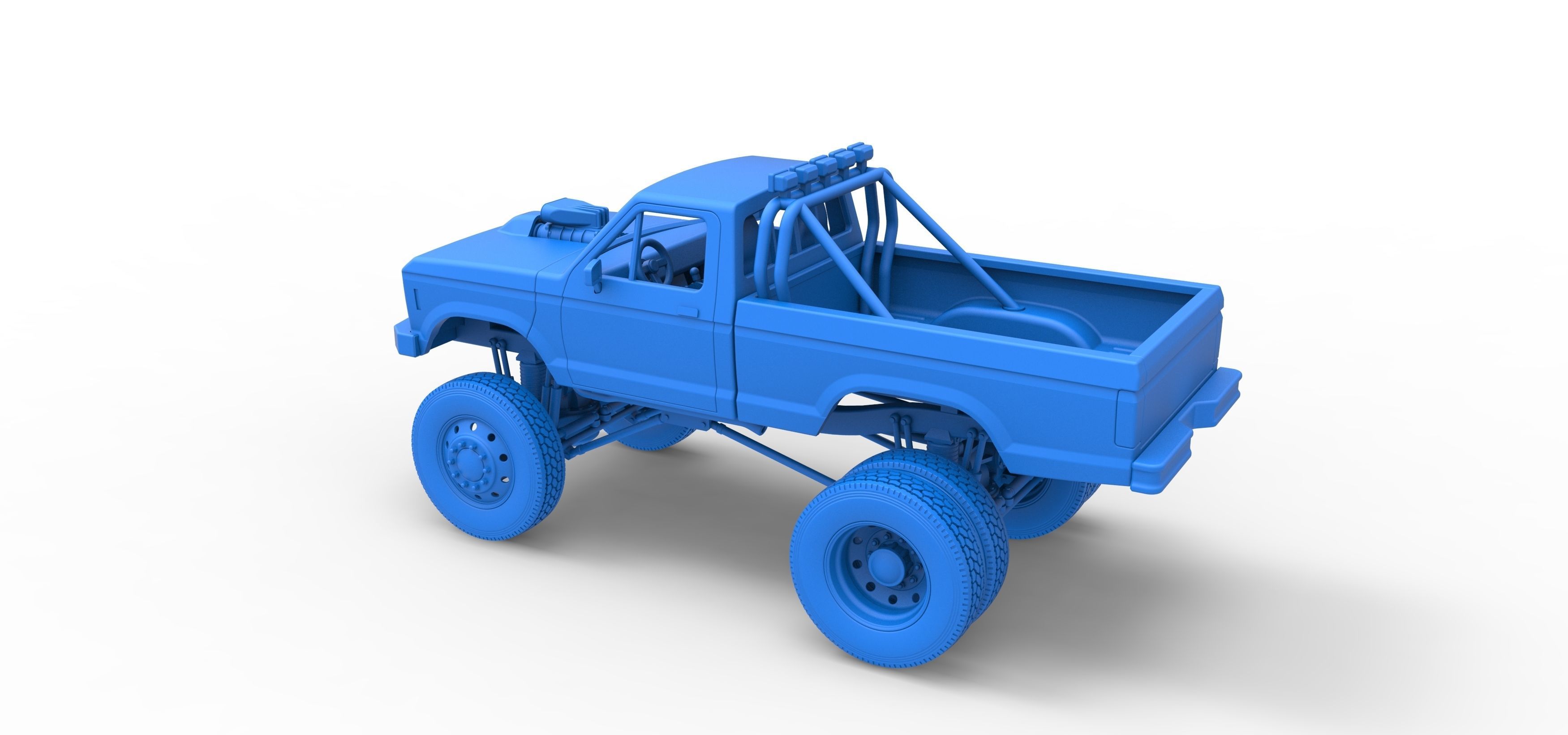 Monster Truck with semi truck wheels Scale 1 to 25 3D print model_29
