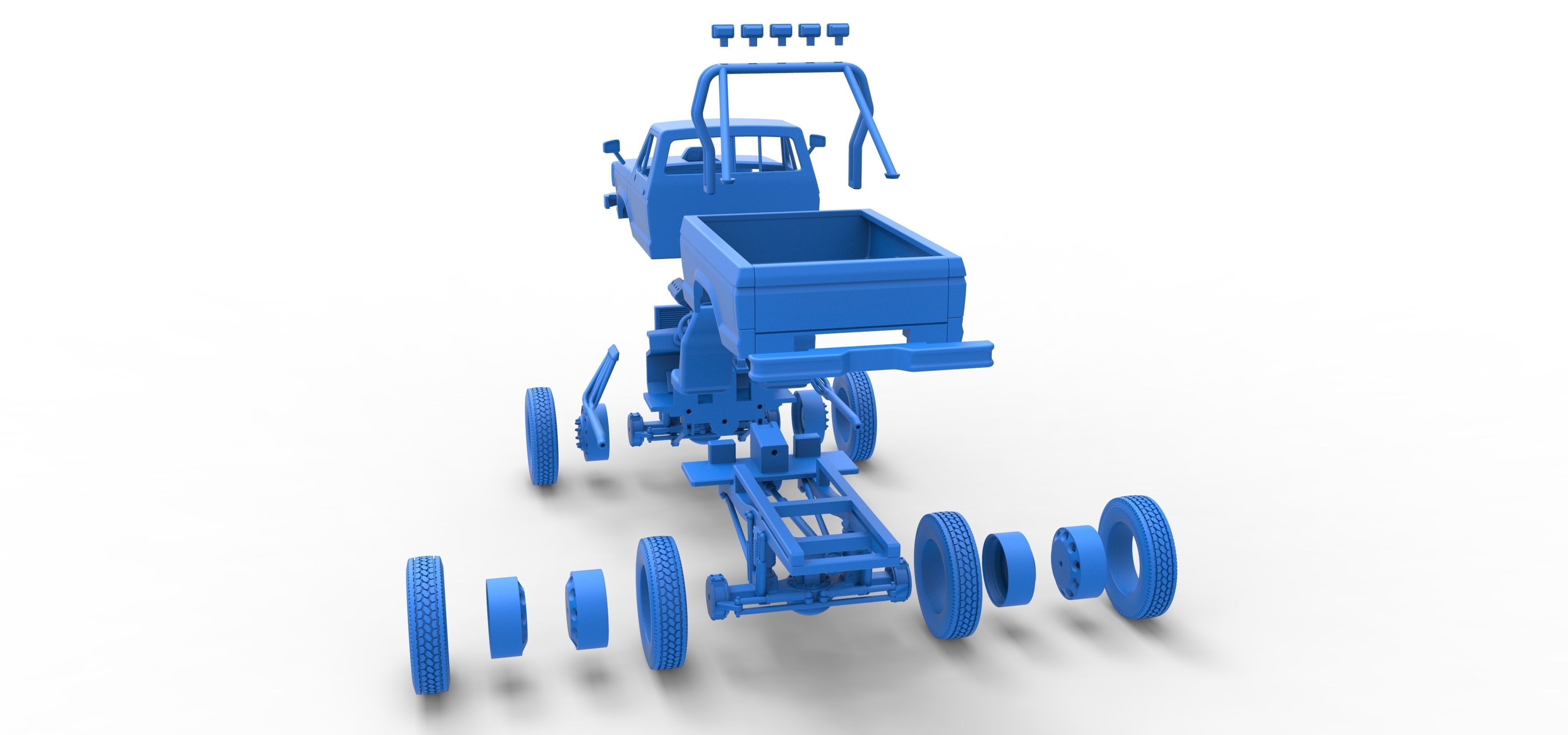 Monster Truck with semi truck wheels Scale 1 to 25 3D print model_42