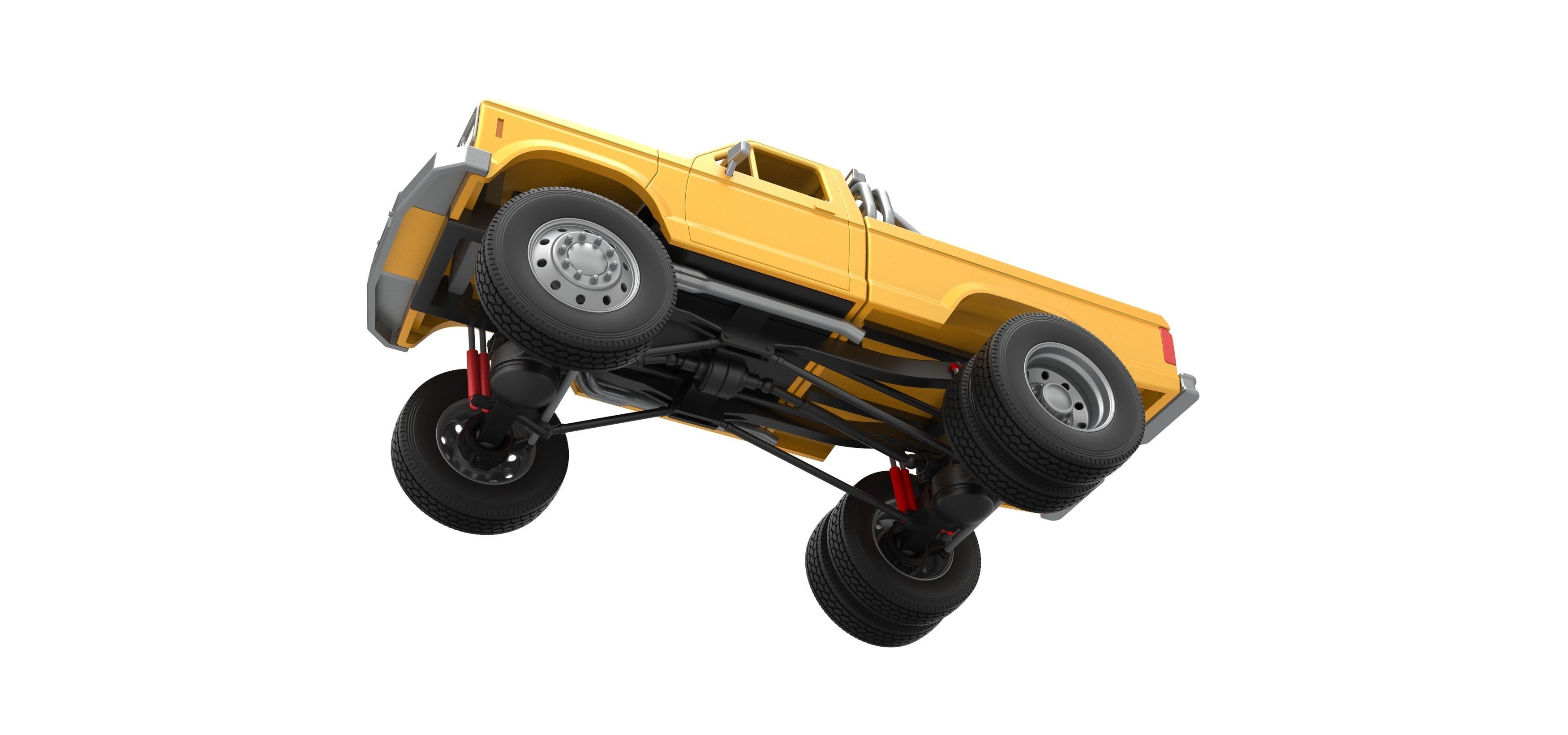 Monster Truck with semi truck wheels Scale 1 to 25 3D print model_4