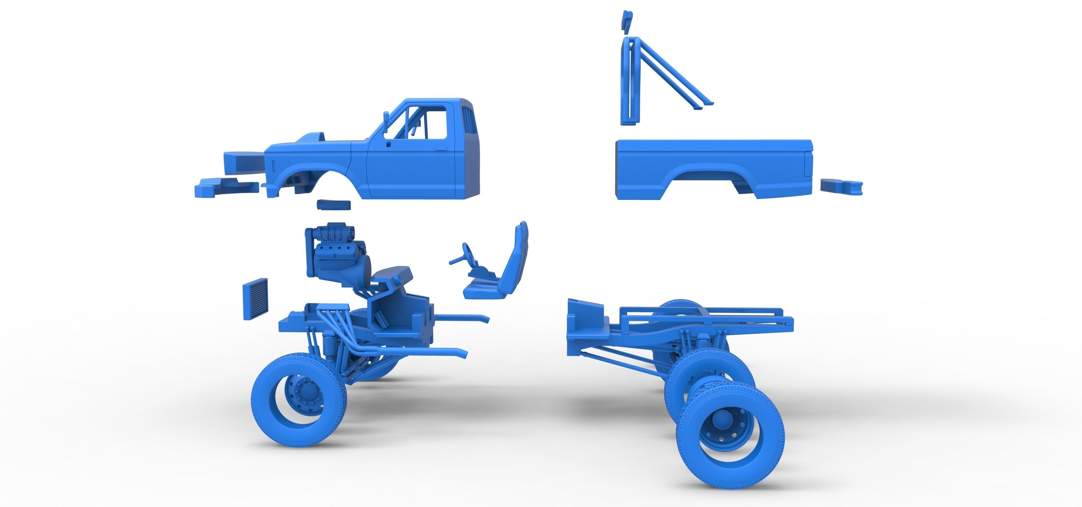 Monster Truck with semi truck wheels Scale 1 to 25 3D print model_39