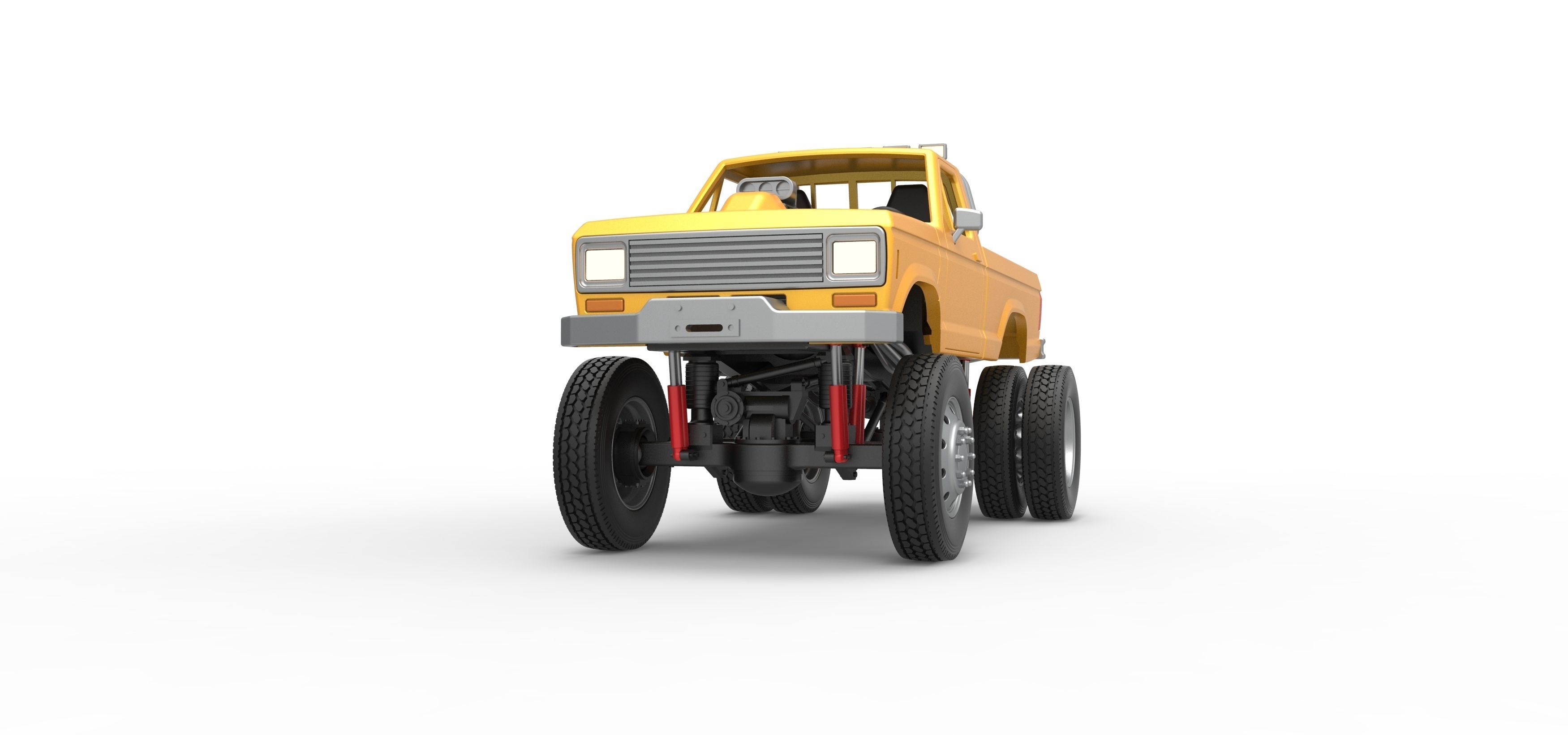 Monster Truck with semi truck wheels Scale 1 to 25 3D print model_6