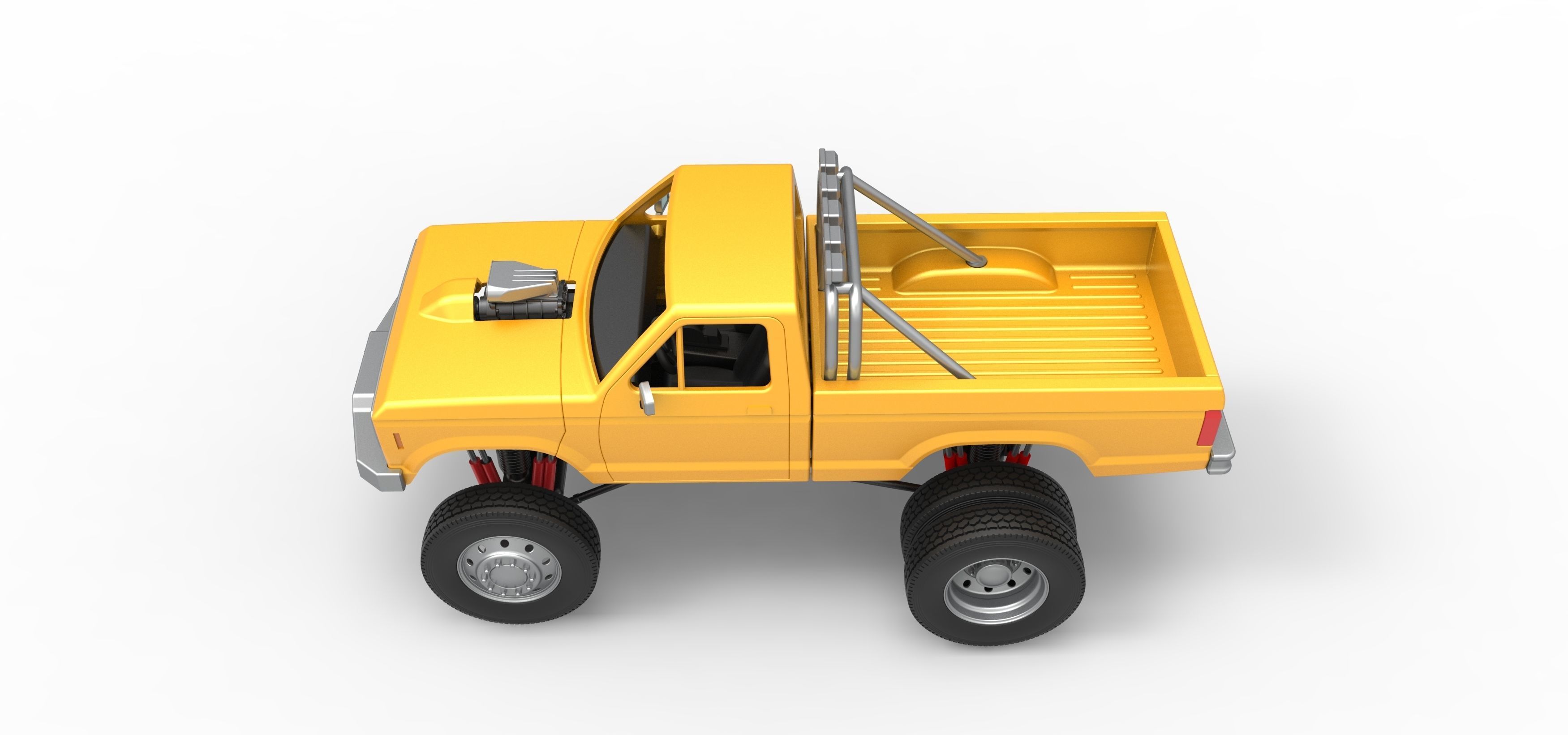 Monster Truck with semi truck wheels Scale 1 to 25 3D print model_10