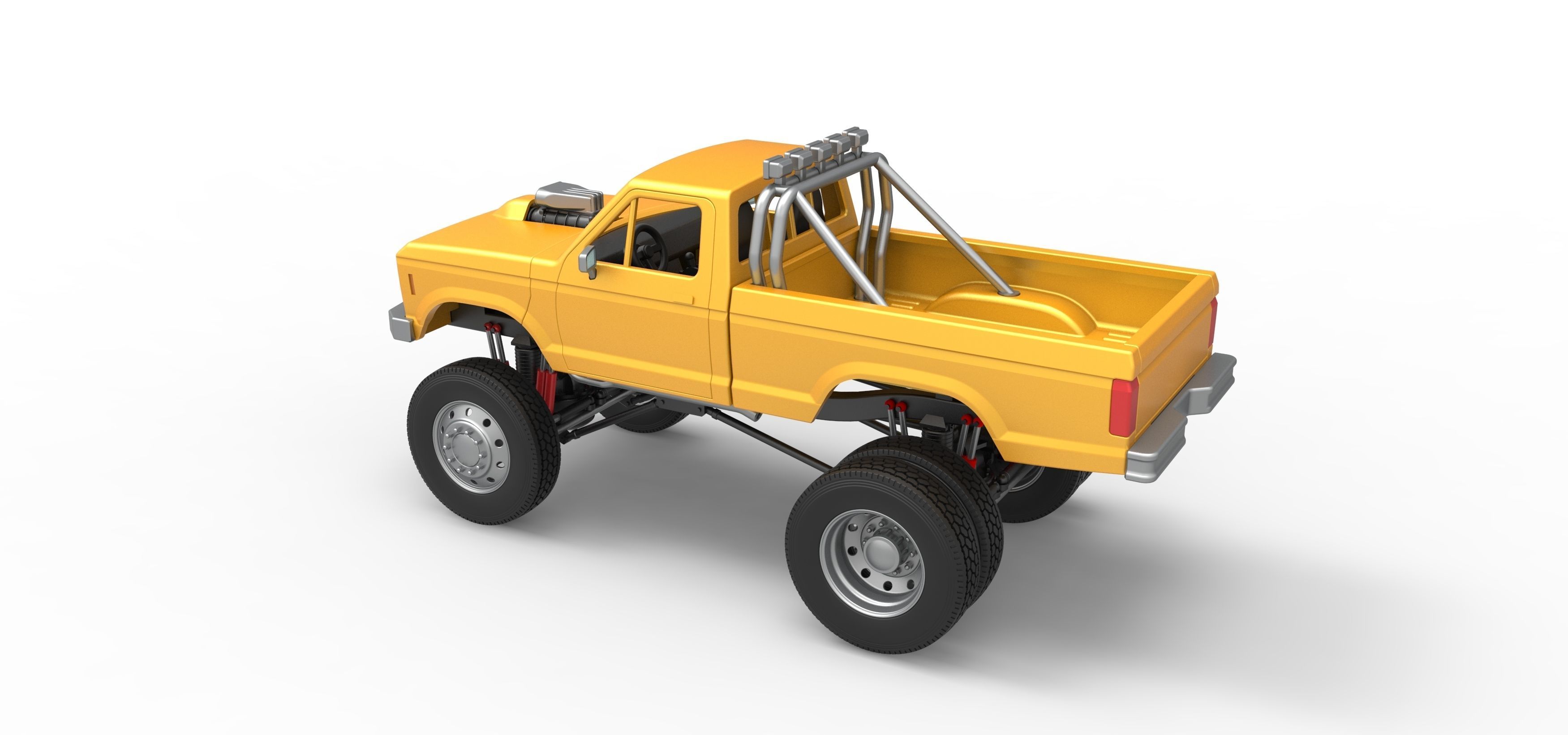 Monster Truck with semi truck wheels Scale 1 to 25 3D print model_12