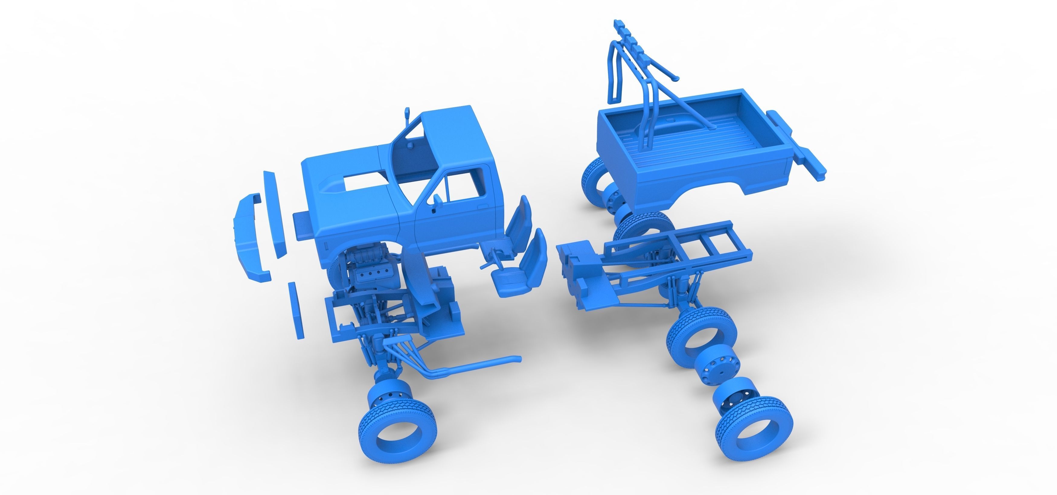 Monster Truck with semi truck wheels Scale 1 to 25 3D print model_36