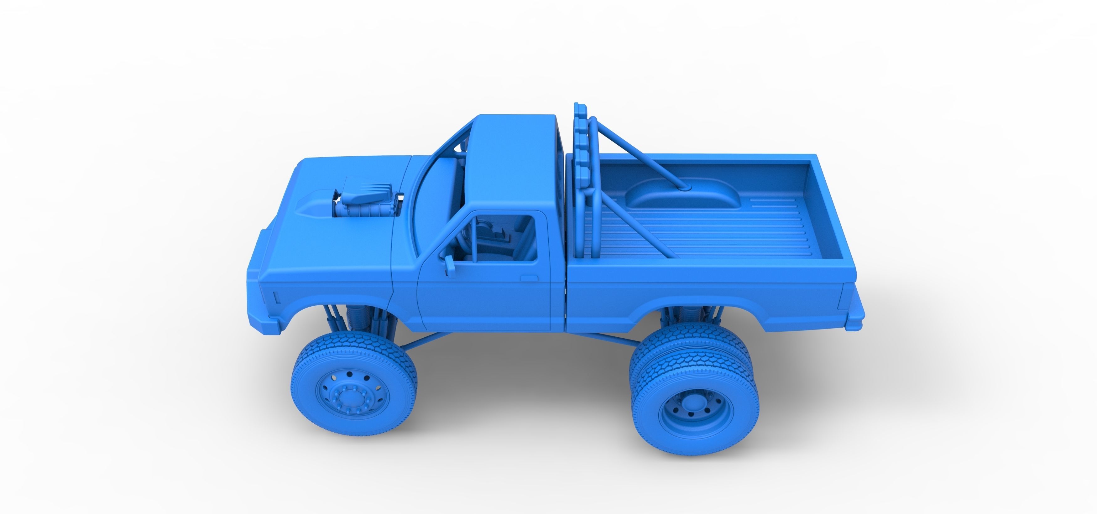 Monster Truck with semi truck wheels Scale 1 to 25 3D print model_27