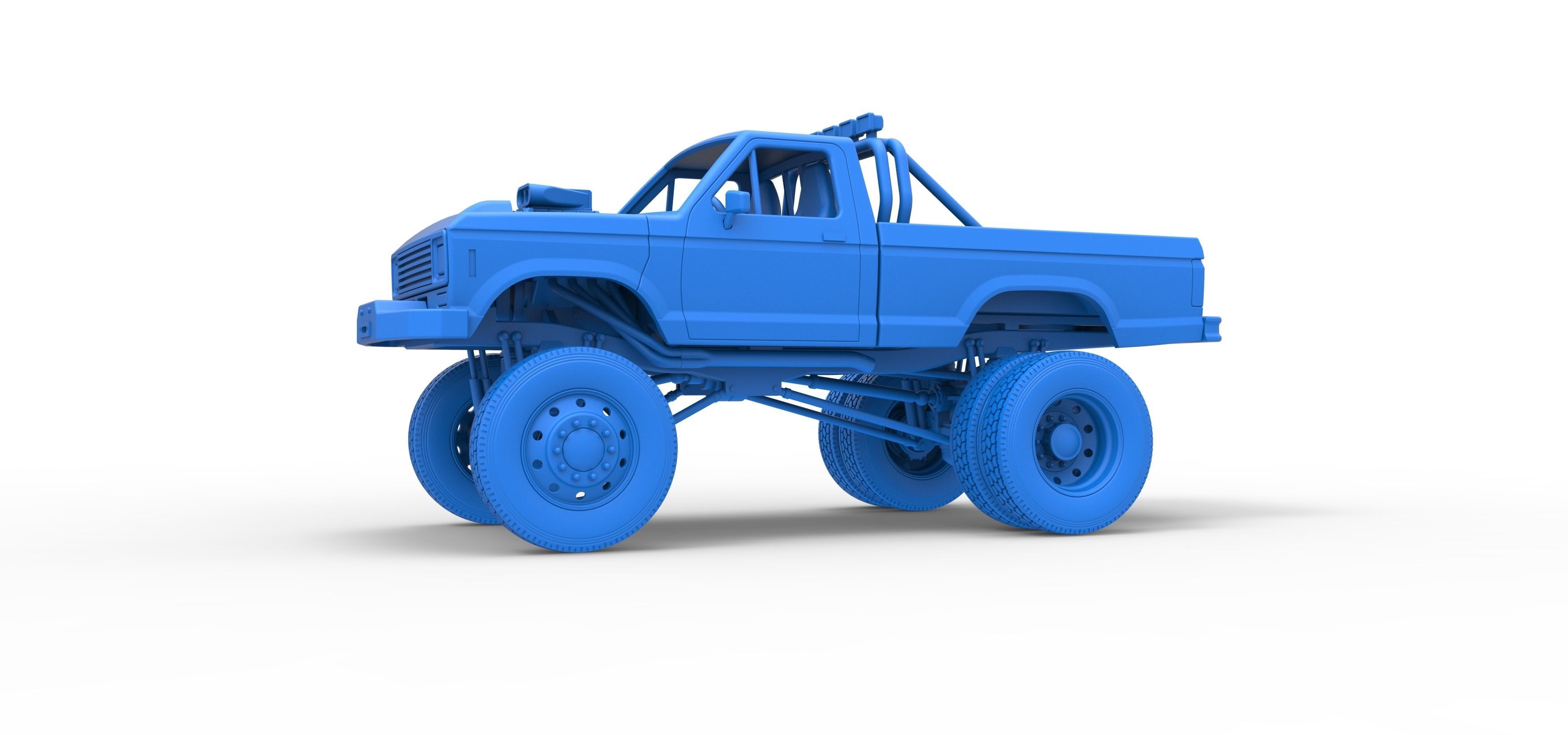 Monster Truck with semi truck wheels Scale 1 to 25 3D print model_19
