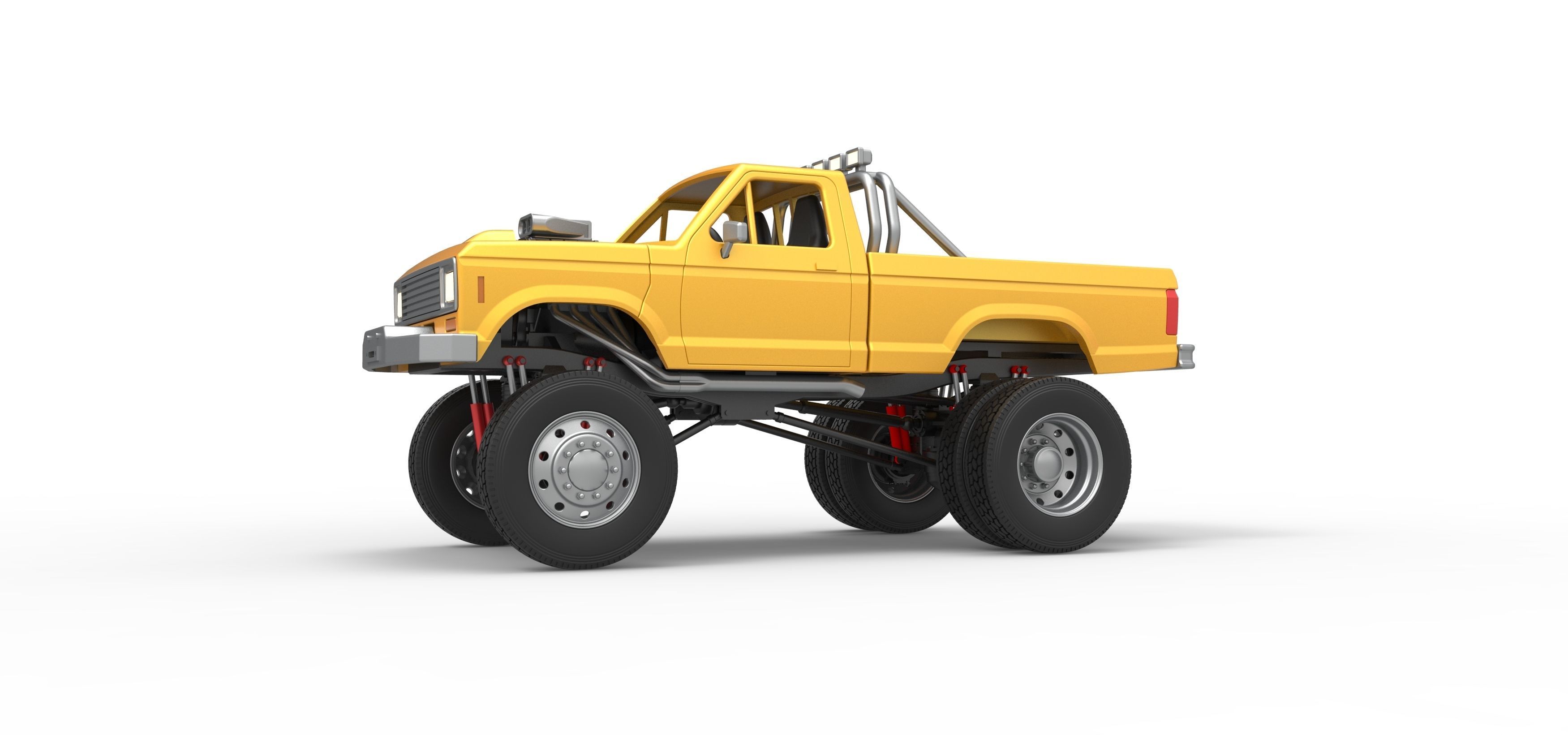 Monster Truck with semi truck wheels Scale 1 to 25 3D print model_2