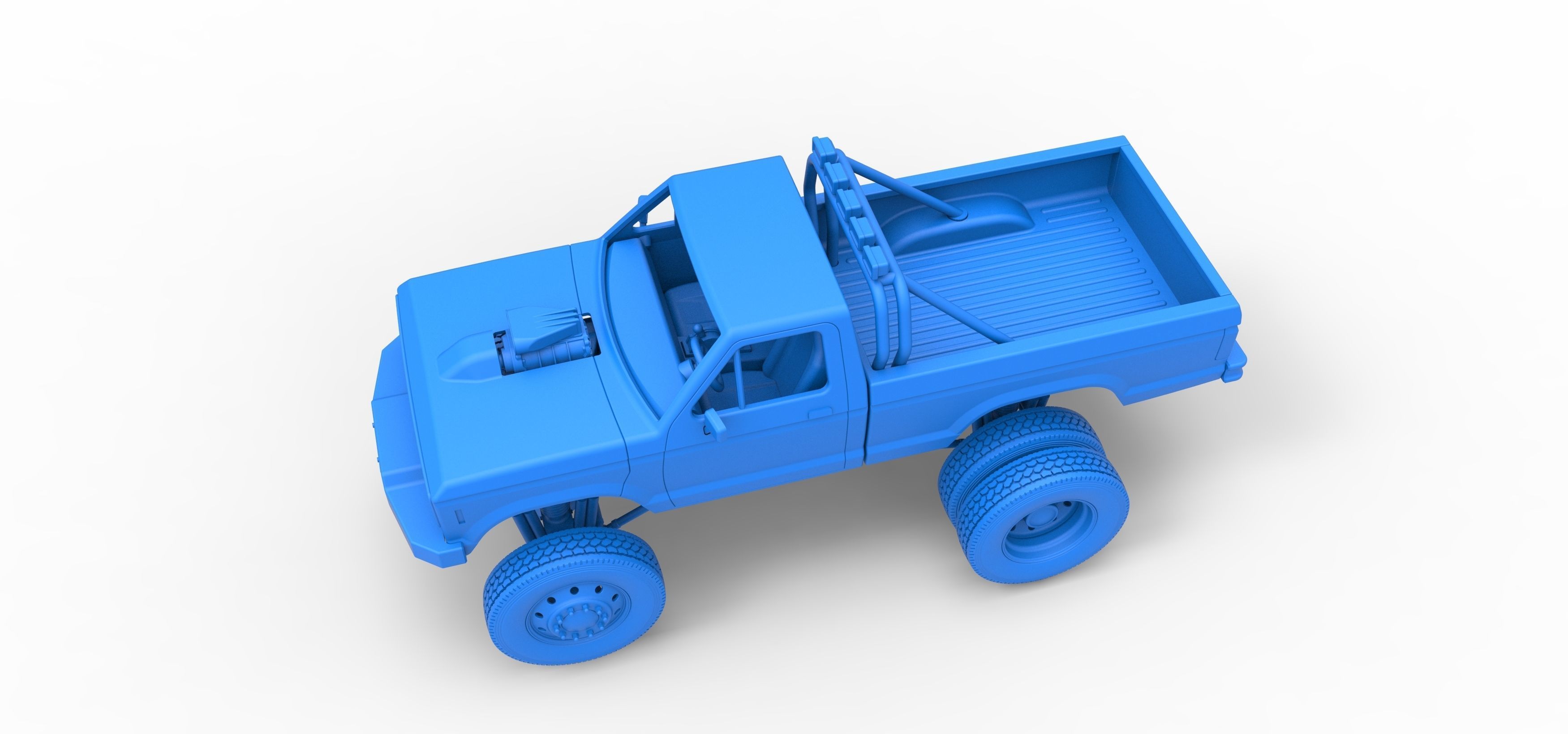 Monster Truck with semi truck wheels Scale 1 to 25 3D print model_21