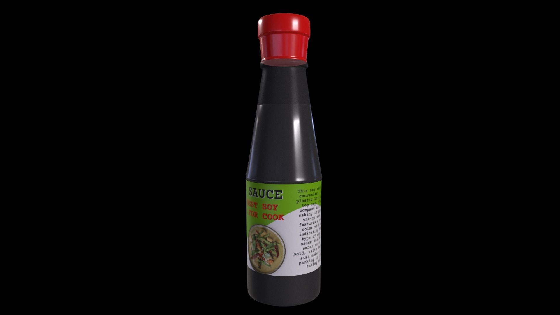 Worcestershire and soy sauces-Soy Sauce-GAME READY PBR Low-poly 3D model_2