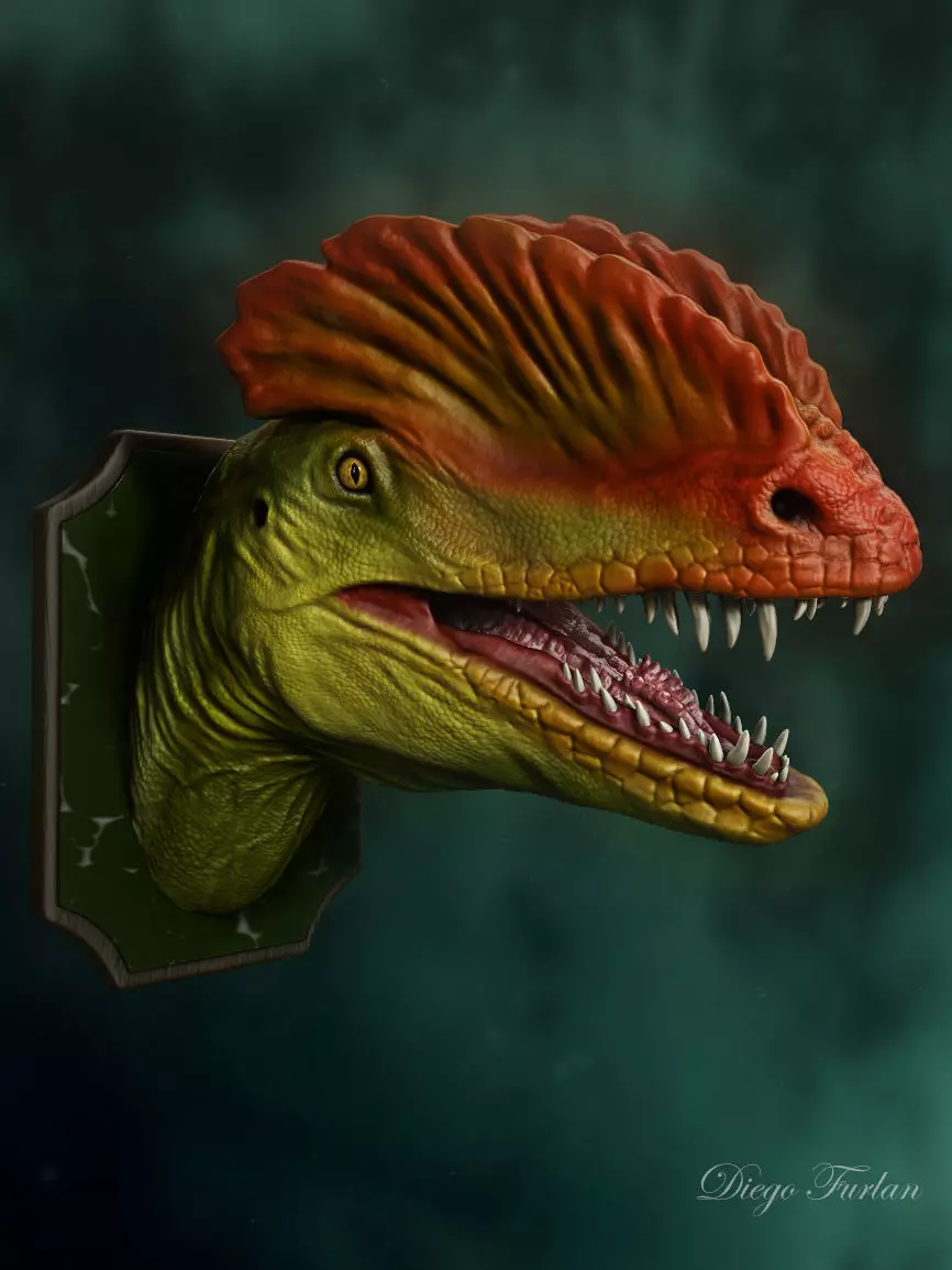 Dilophosaur Head 3D print model_0