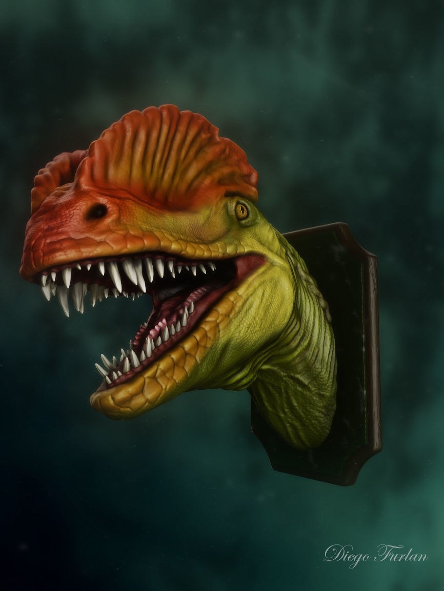 Dilophosaur Head 3D print model_2