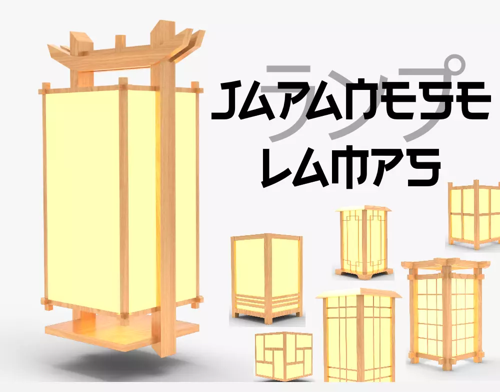 Japanese Lamps Pack Low-poly 3D model