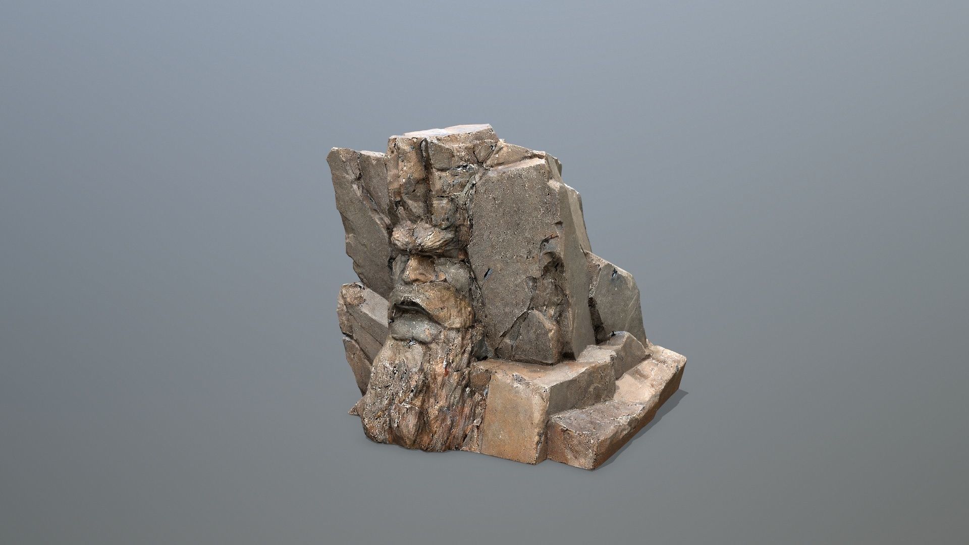 Face of the mountain Low-poly 3D model_10