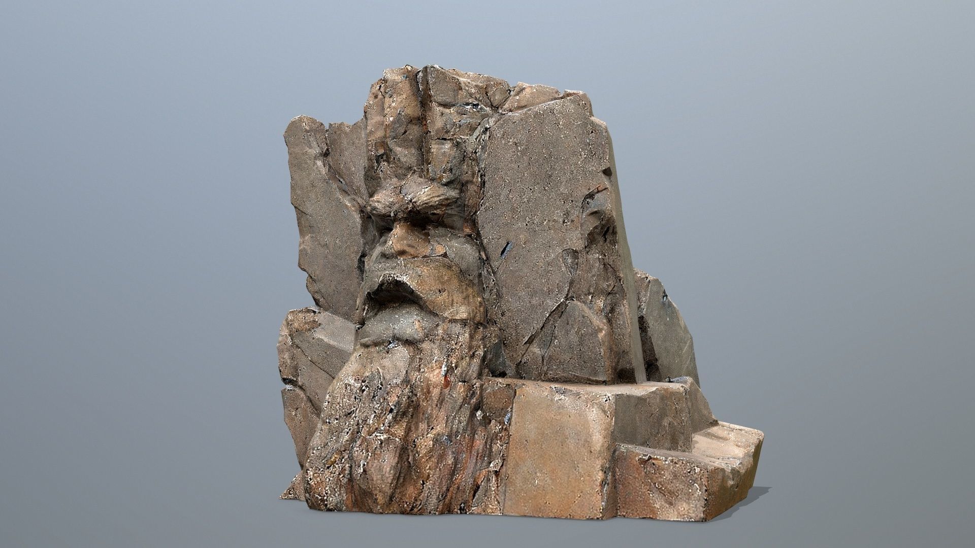 Face of the mountain Low-poly 3D model_1